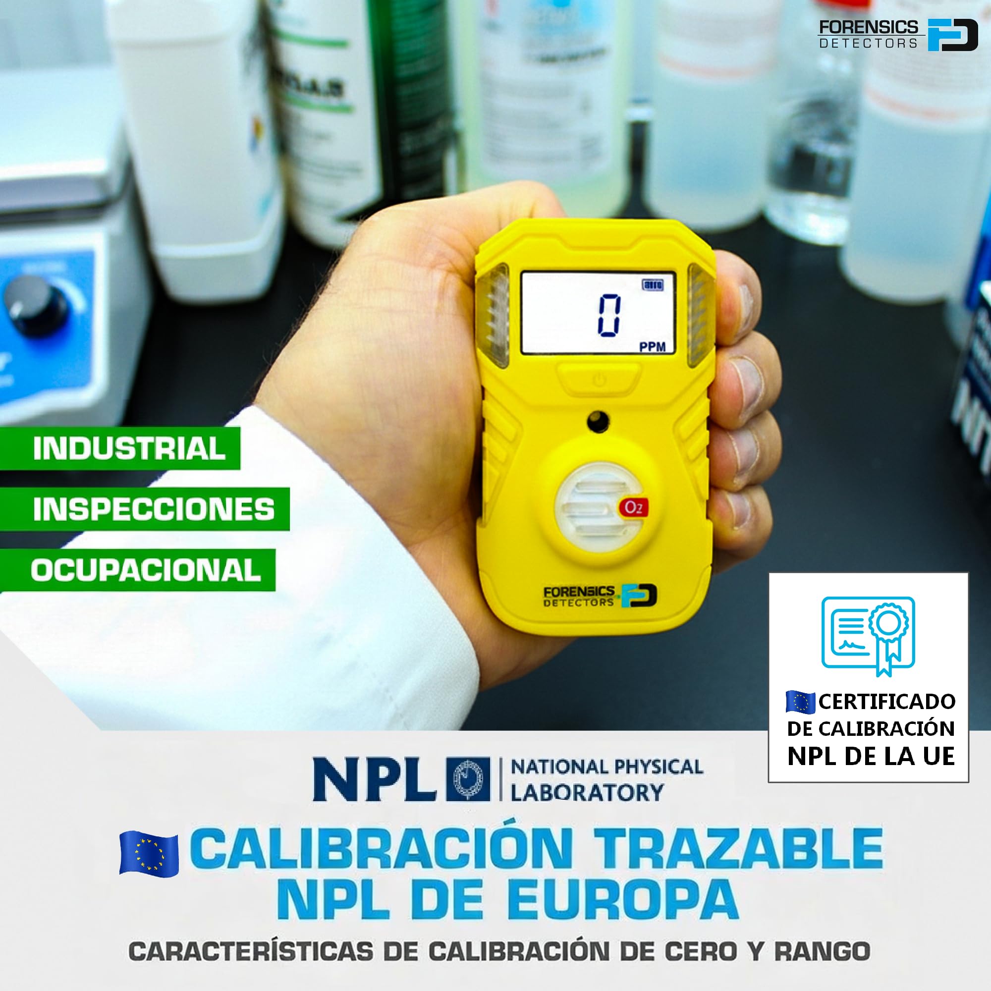 Detector Portátil de Monóxido de Carbono (CO) | Certificado de Calibración EU | Batería de 2 Años | Prueba de Caída Superada Desde 10 Pies | IP67 Impermeable
