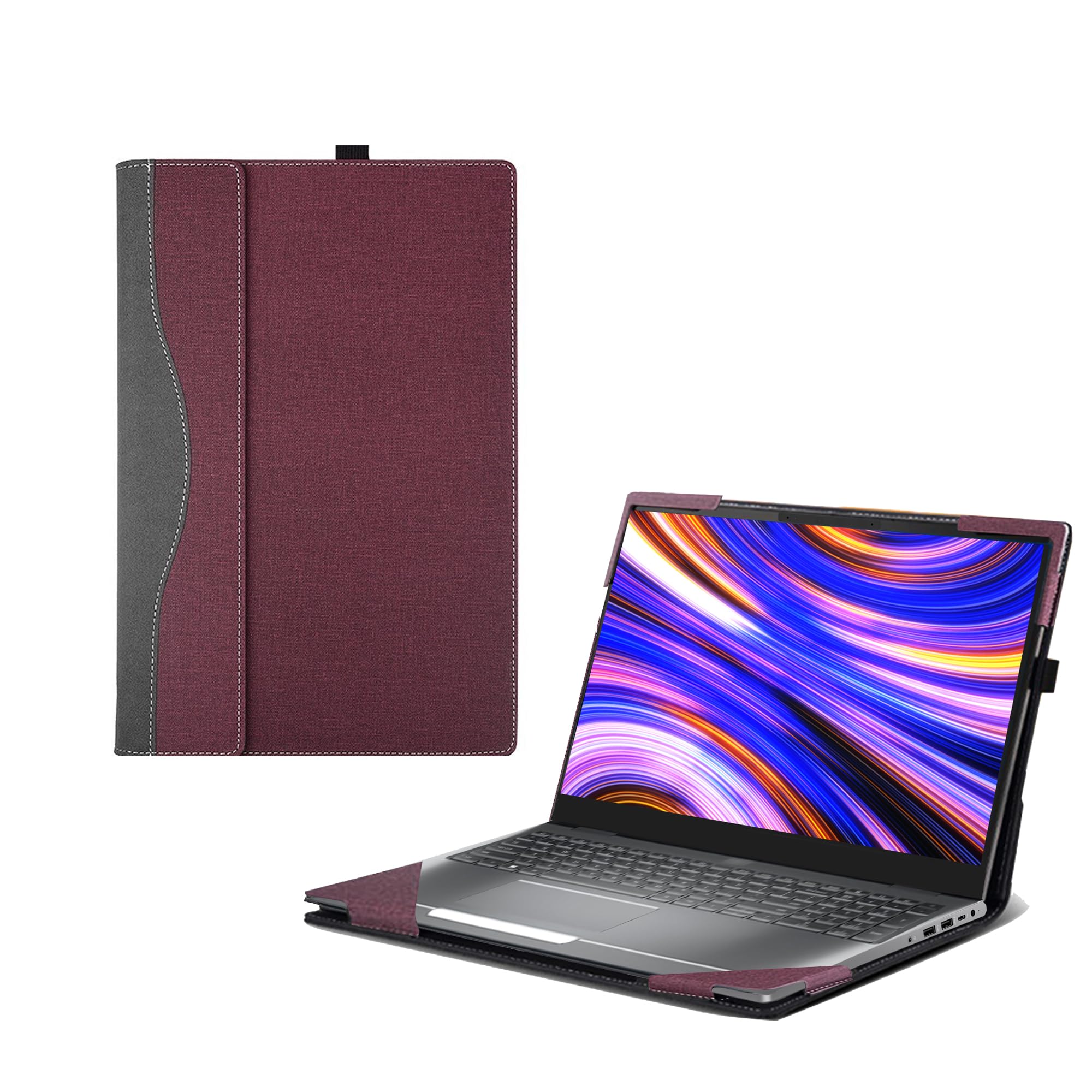 Laptop Cover for HP ZBOOK Power 15.6 INCH G10 All Inclusive Drop Case PU Leather Inside Pocket Case (Wine red)