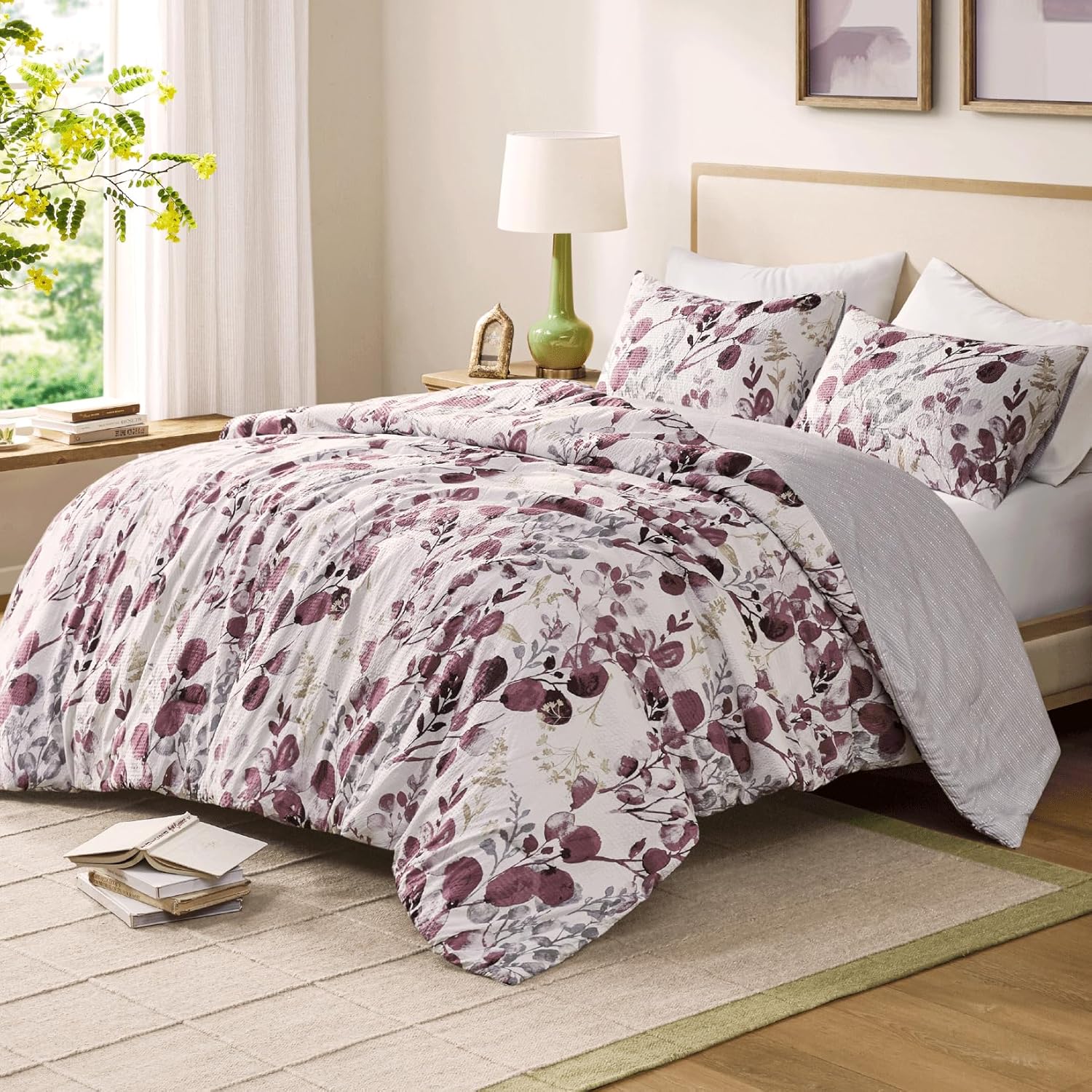 Codi Floral Queen Comforter Set for Womens, Spring Lavender