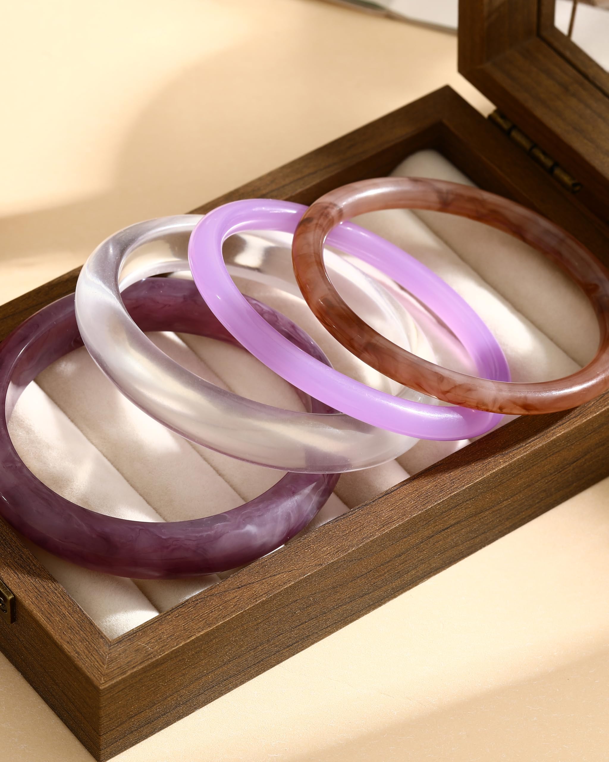 ÌF ME Acrylic Bangles Bohemian Bracelets for Women, Maillard Vintage Acrylic Resin Chunky Bangles Bracelets Fashions Thick Statement bangle Set view 3