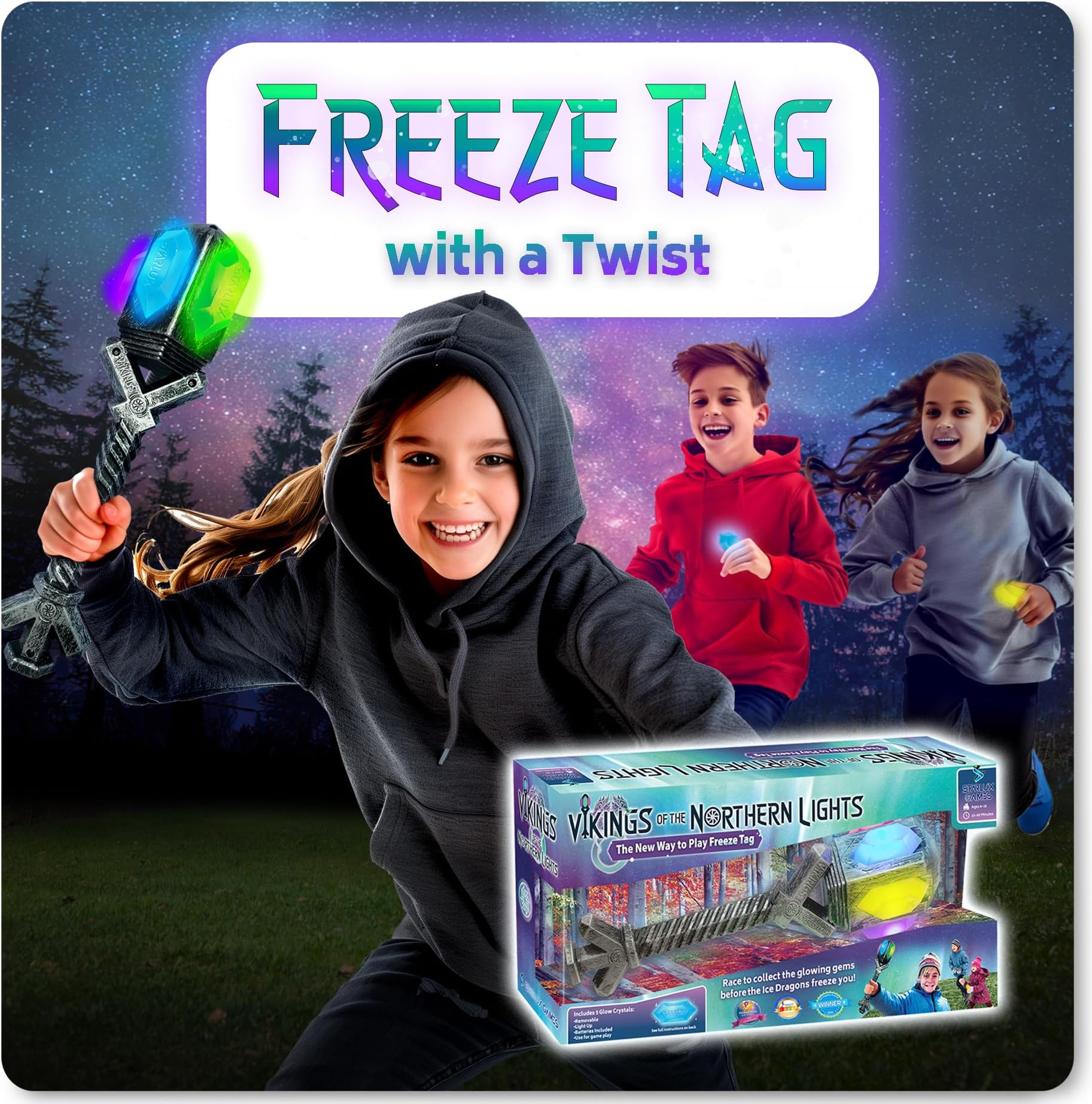 โ The Ultimate Freeze Tag Game โ Vikings of The Northern Lights | 3-10 Players, Ages 5+ | Summer & Snow Toys for Kids | Outdoor Games for Kids | Alternative to Laser Tag and Other Backyard Games