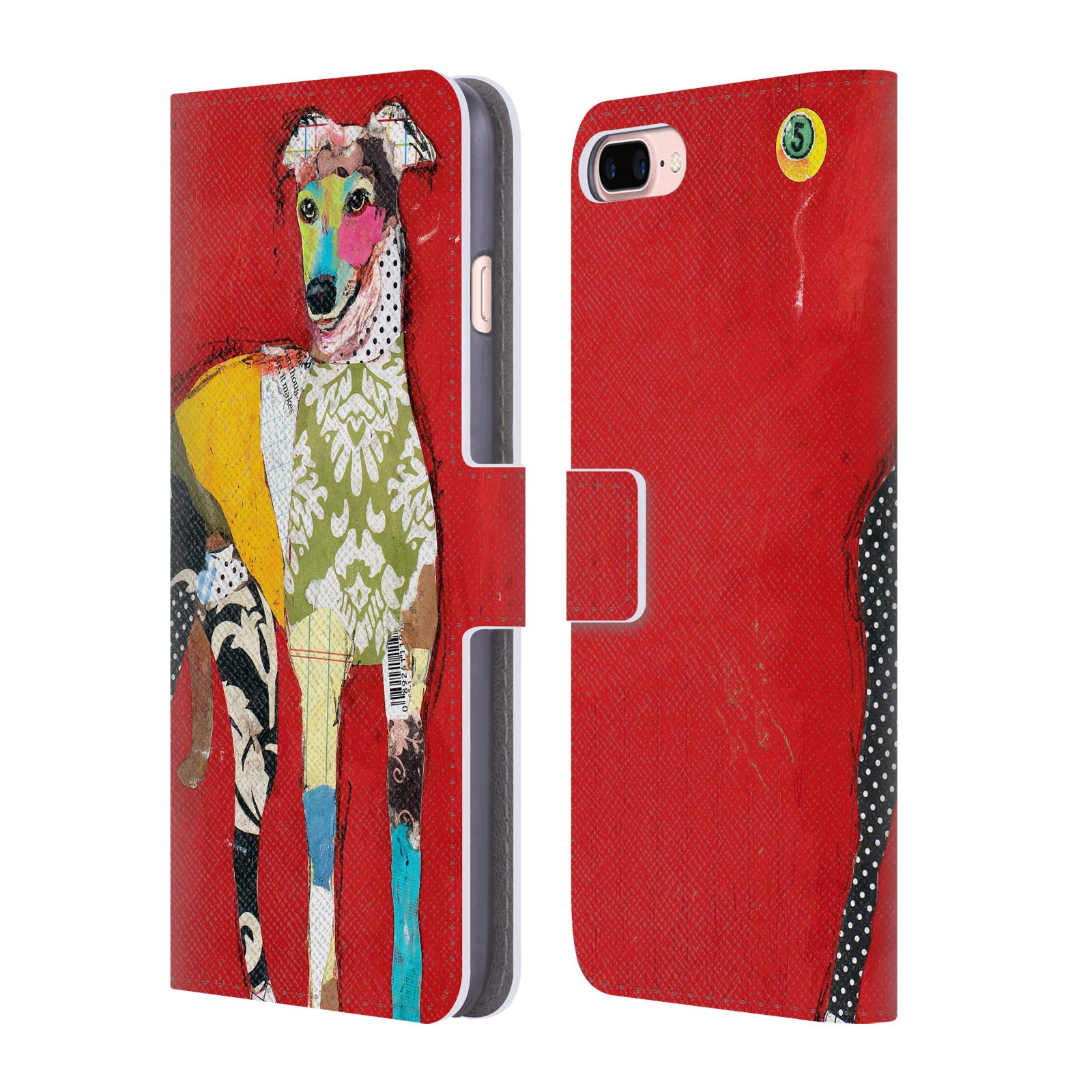 Official Michel Keck Greyhound Dogs 2 Leather Book Wallet Case Cover Compatible For iPhone 7 Plus/iPhone 8 Plus