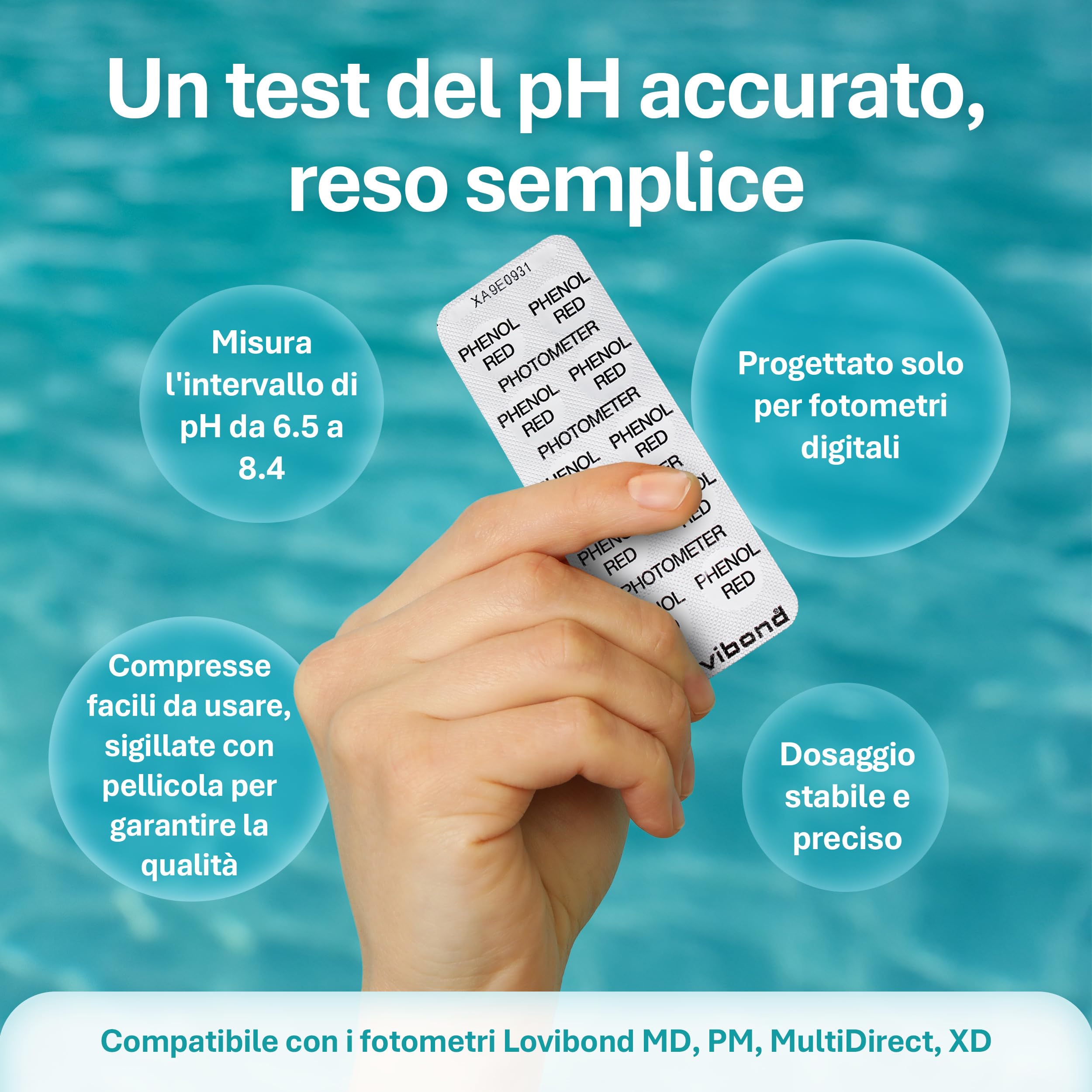 Lovibond Phenol Red – 500 Pastiglie – Reagenti Professionali per Fotometro Digitale | Test Affidabile e Preciso per Controllo, Analisi Acqua e Misurazione pH Piscina