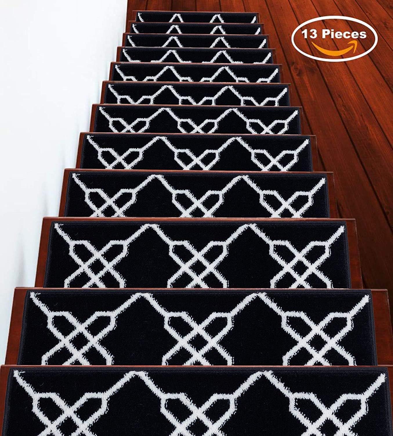 Crаzу Dеаlѕ SussexHome Stair Treads - 100% Polypropylene Carpet Strips for Indoor Stairs - Easy to Install with Double Adhesive Tape - Safe, Extra-Grip, Decorative Mats - 13-Pack - Navy