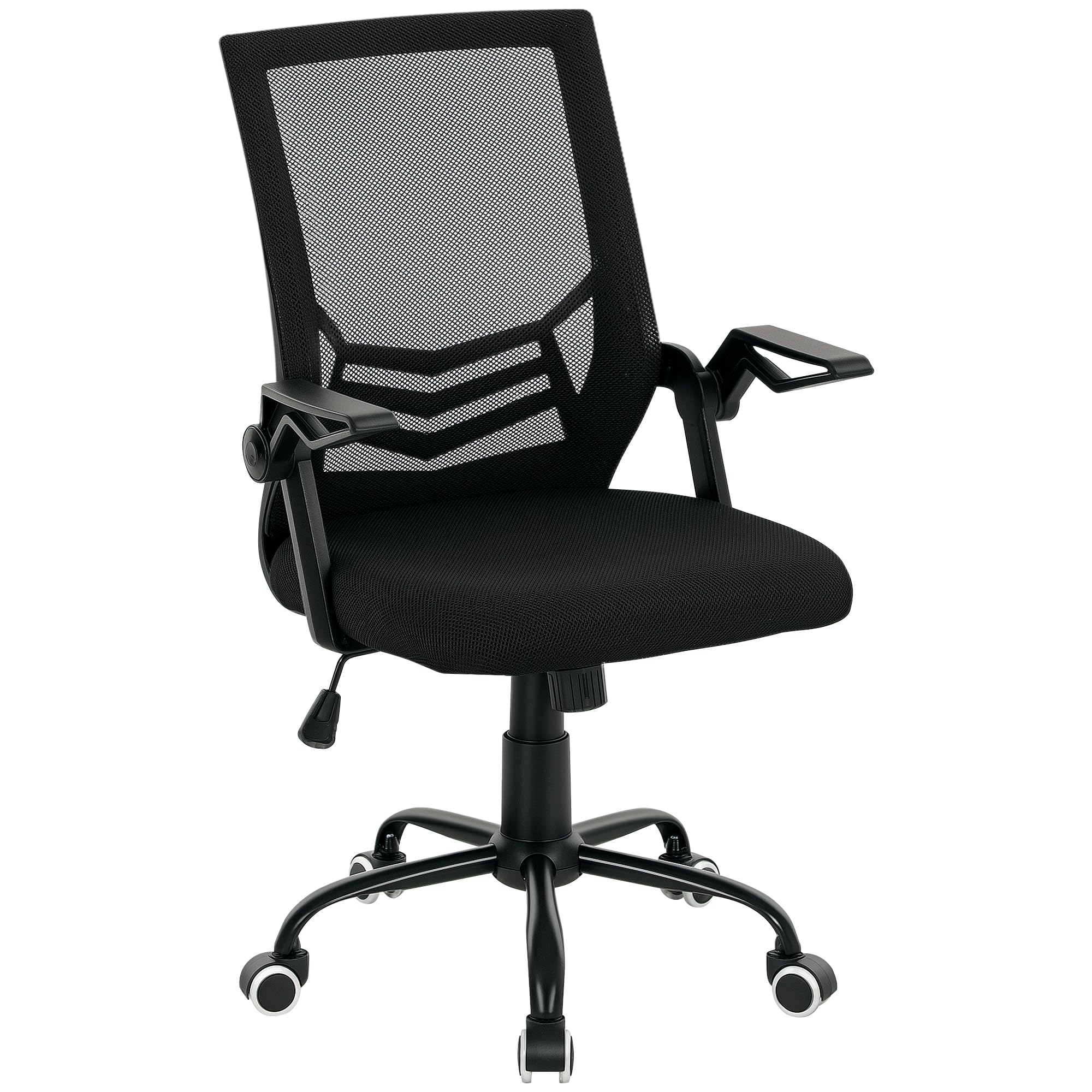 Vinsetto Mesh Swivel Office Chair Task Computer Chair w/ Lumbar Support - Black  | TJ Hughes