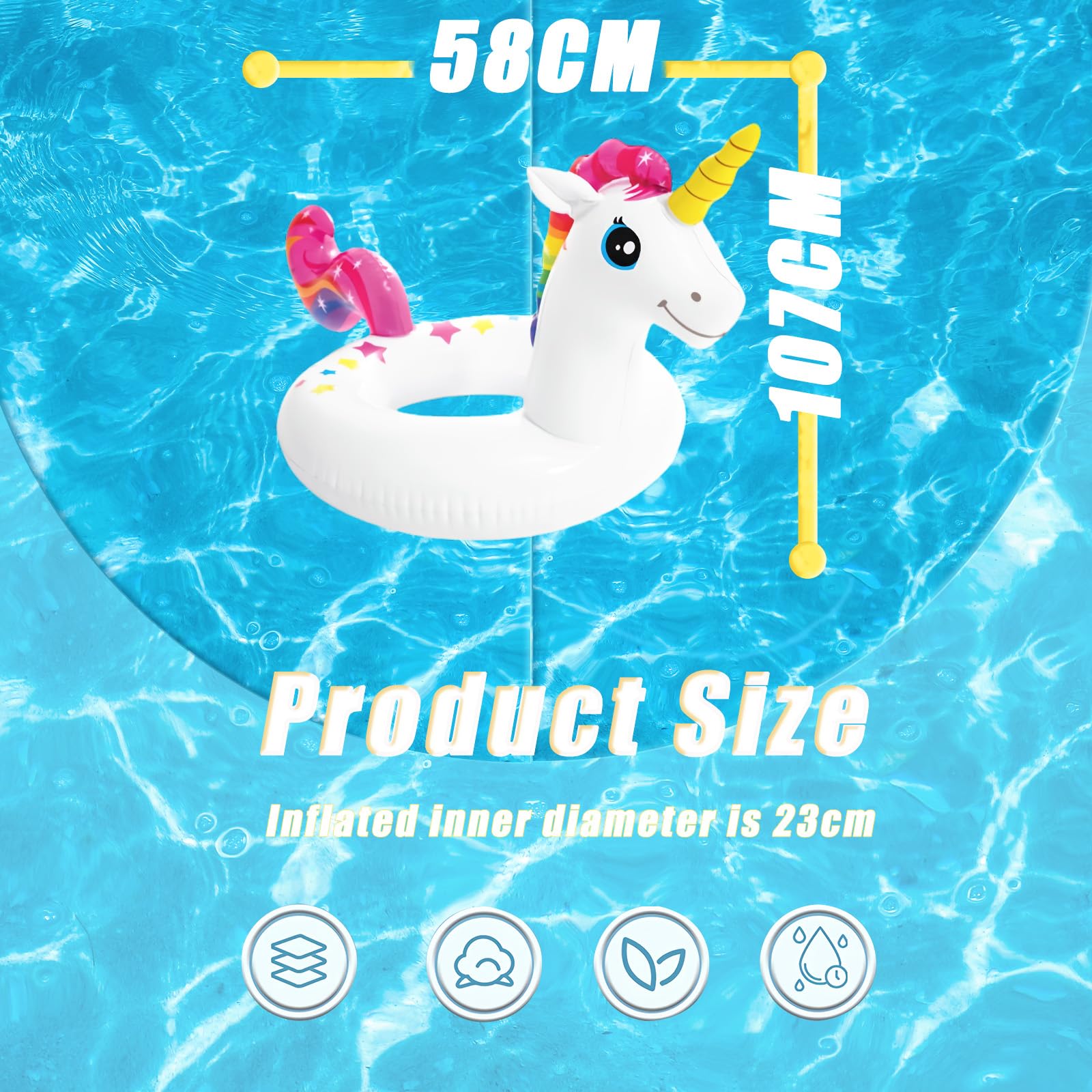 YAAVAAW Inflatables Swimming Ring Rubber Rings for,Cute Unicorn Inflatable Swim Rings Pool Floats Tube,Inflatable Pool Ring Toy Floaties for Beach Summer Party Water Sport - Image 2