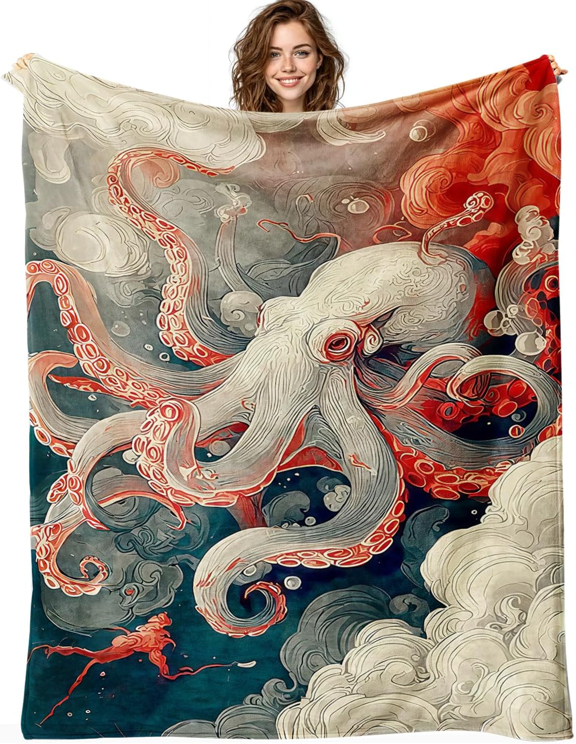 Octopus Blanket Octopus Throw Blanket Super Soft Plush Flannel Bedding Gifts for Boys Girls Men Women Lovers Adults Stuff for Sofa Bed Room Decor 40"X50" - Image 2