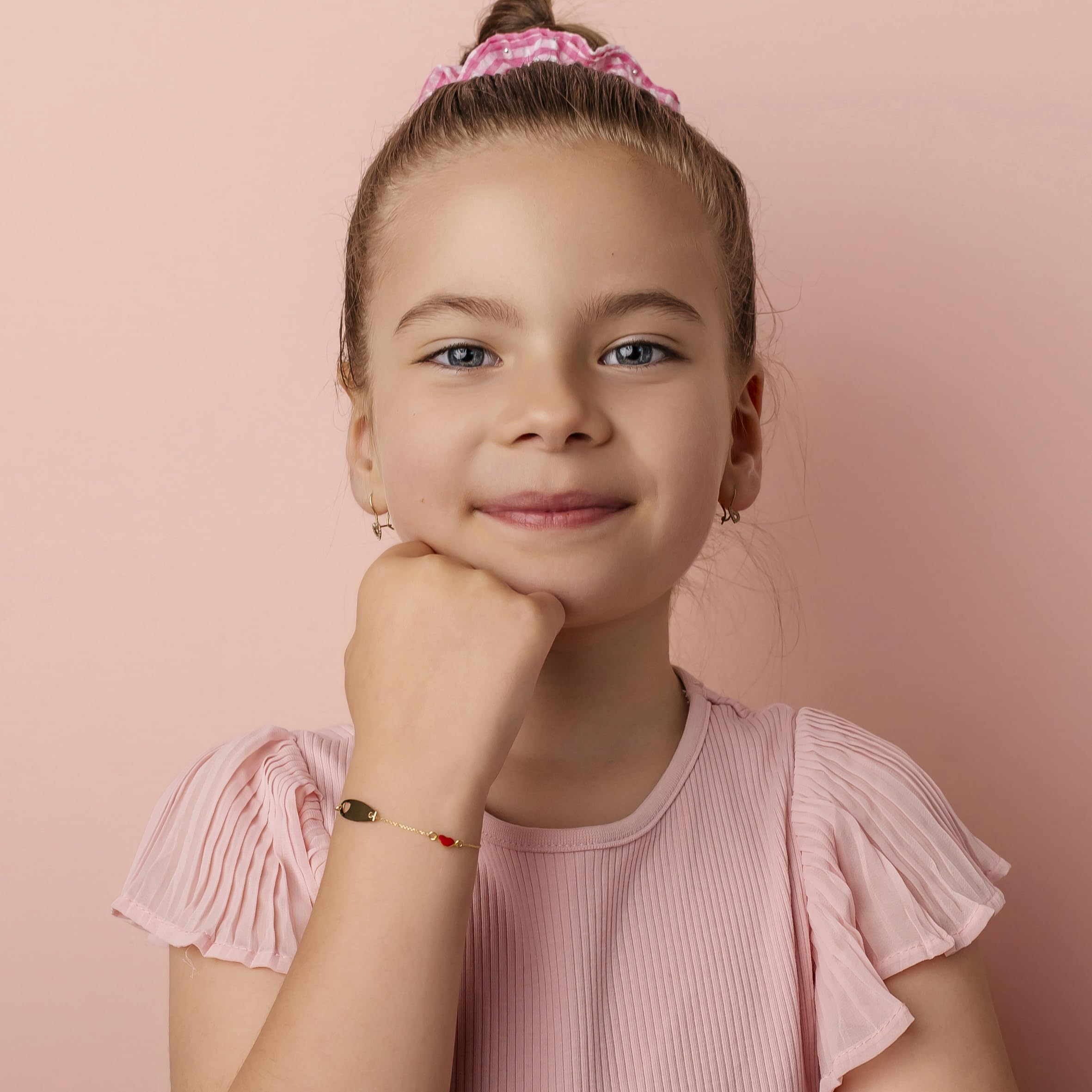 Sakrami Bracciale in Oro con Cuore Smaltato e Cuore Sagomato + Gioiello con scatola Personalizzata + Idea Regalo per Nascita, Battesimo e Comunione Occasioni Speciali + Confezione regalo