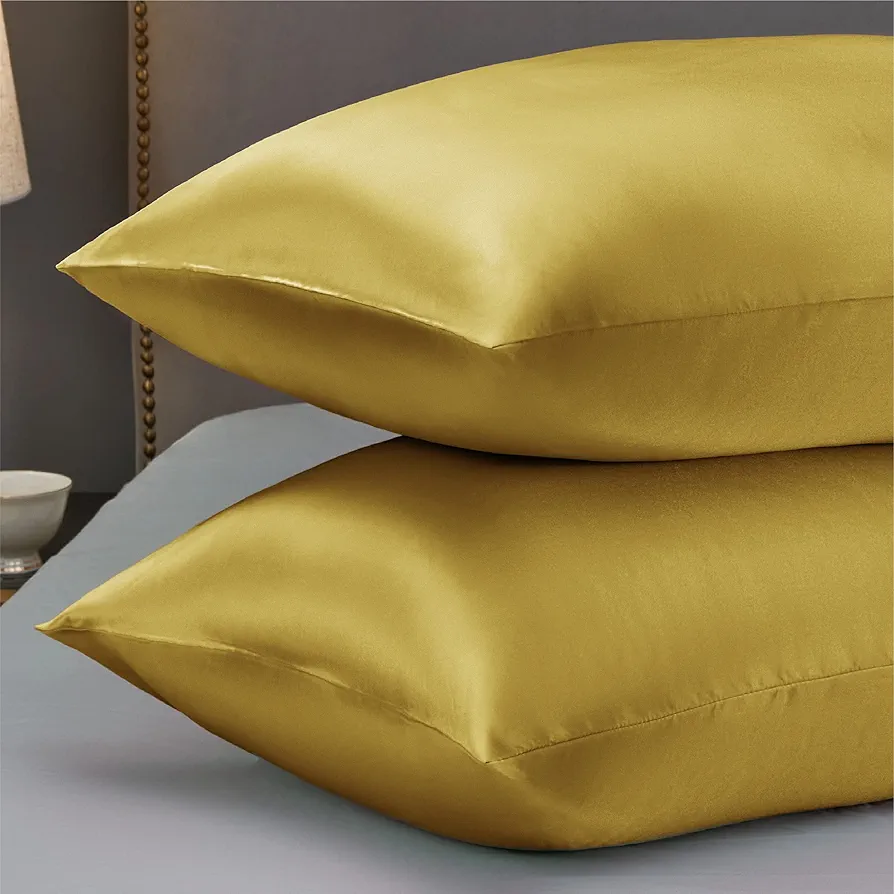 Bedsure King Size Satin Pillowcase Set of 2 Sauterne Silk Pillow