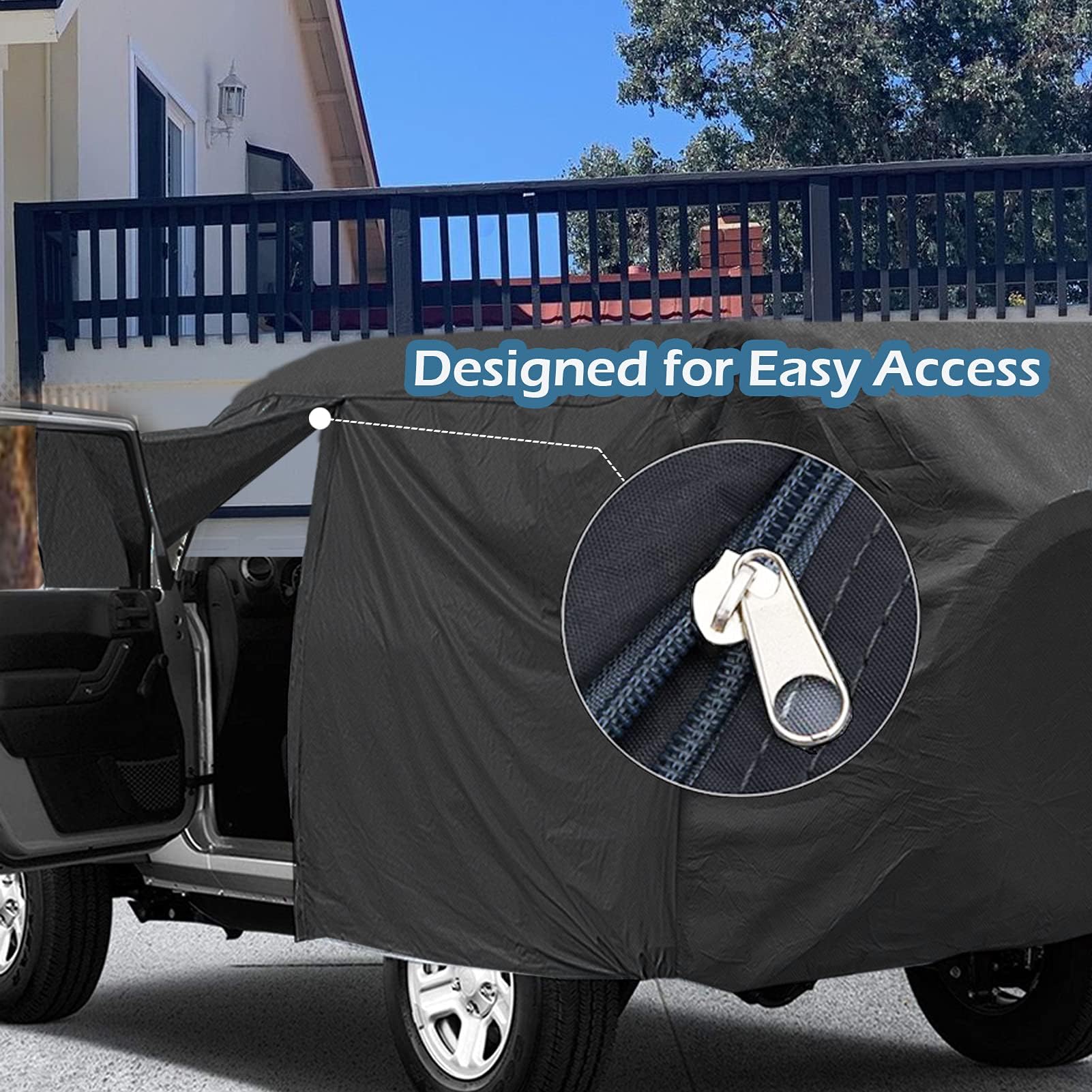 Big Ant Car Cover for Jeep Wrangler 2 Door All Weather Car Cover with Zipper Door Waterproof Outdoor — view 3