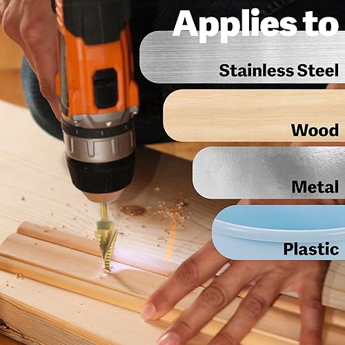 Miniatura 5 de Juego de brocas escalonadas de acero de alta velocidad de 31 tamaños para corte de perforación de agujeros de chapa, agujero HSS de varios tamaños