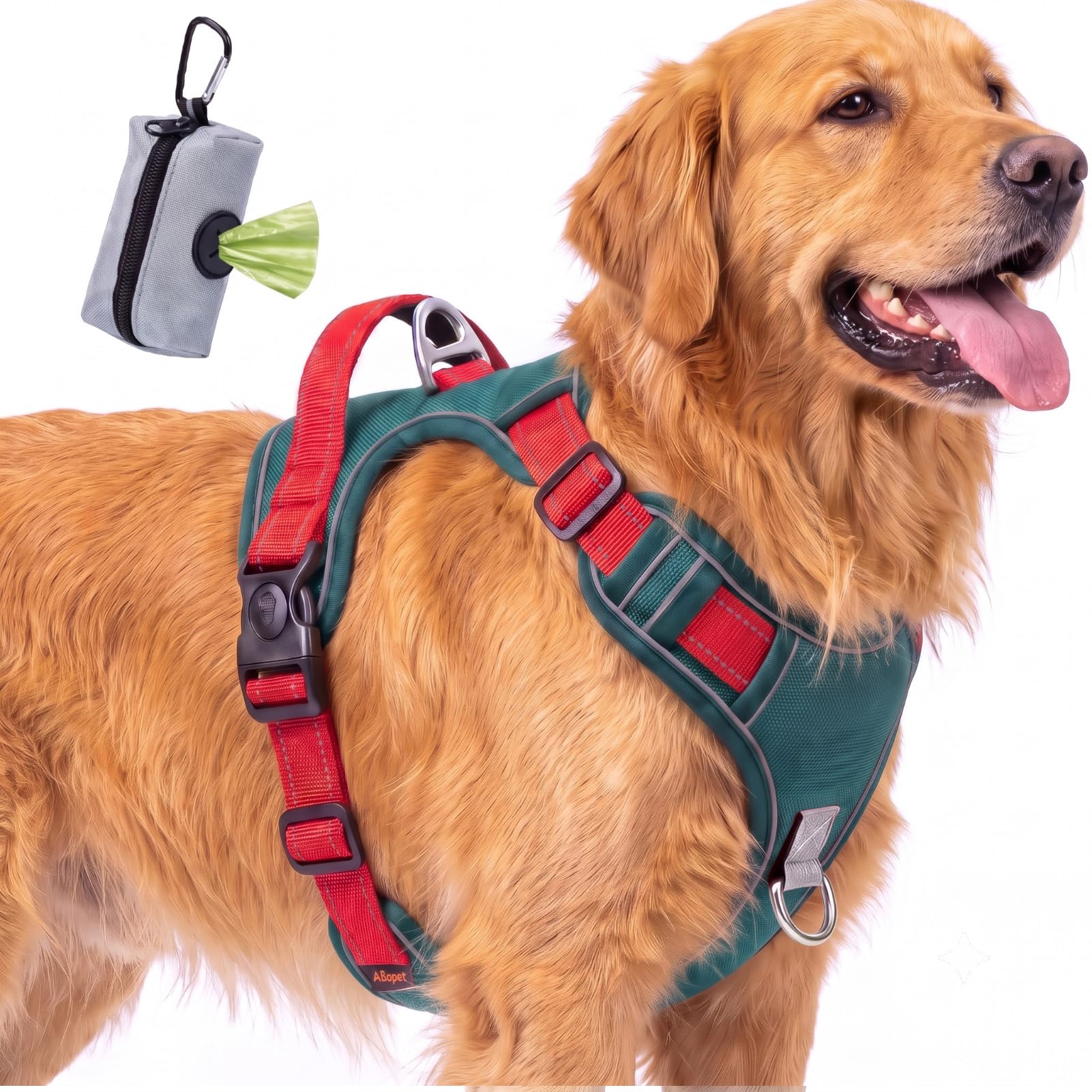 FYY Dog Harness No Pull, Escape Proof Adjustable Pet Vest, Reflective Choke Free Harness With Easy Control Padded Handle for Small Medium Large Dogs Walking and Training XL-Teal+Red