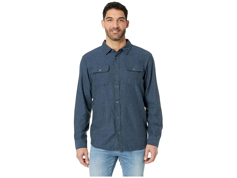 

Prana Lybek Midweight Flannel (Equinox Blue Herringbone) Men's Long Sleeve Button Up