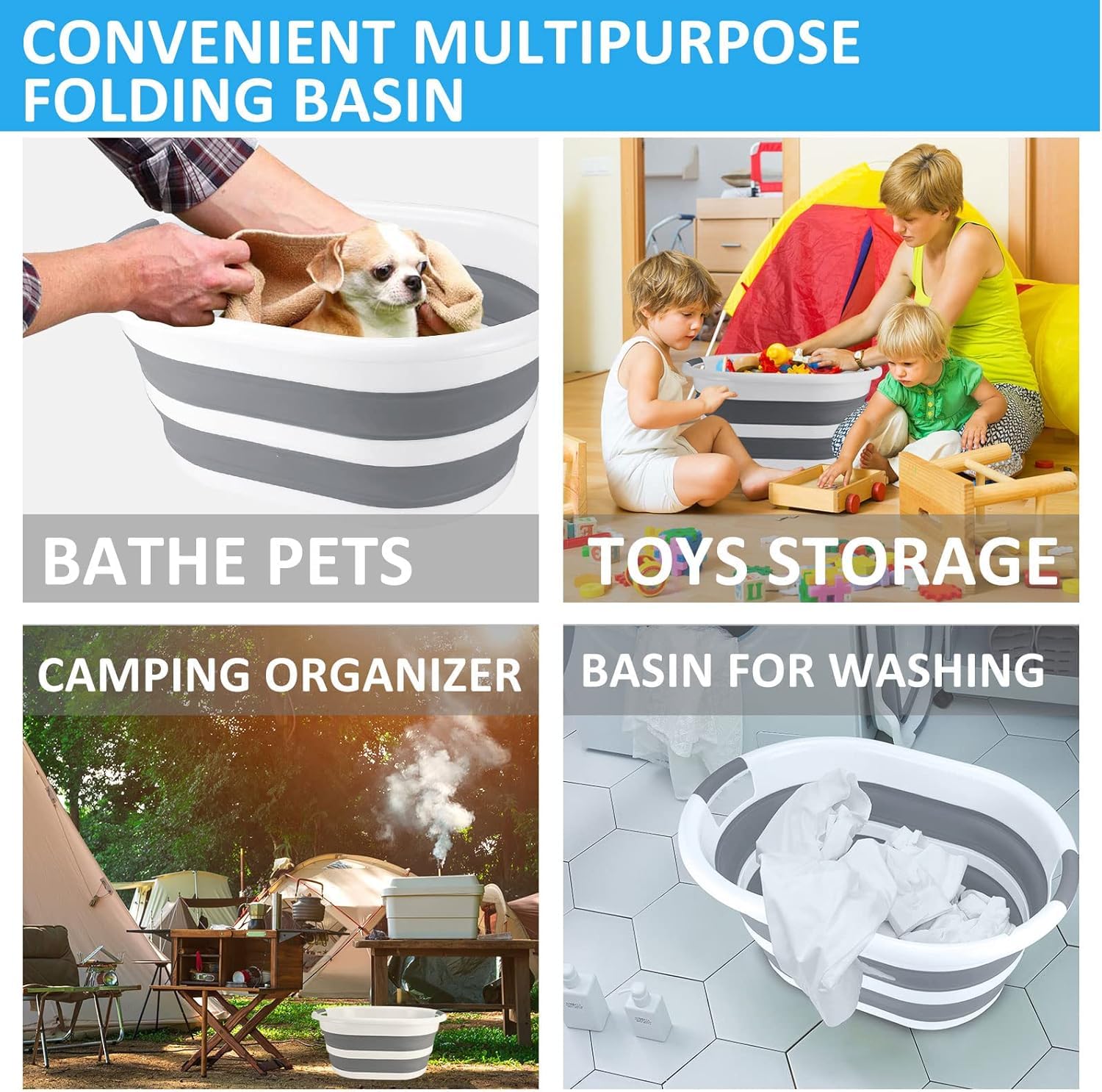 26L Zusammenklappbar Hundebadewanne Tragbar Haustier Badewanne Faltbar Wäschewanne Multifunktionale Aufbewahrungsbehälter Platzsparend Organizer Outdoor Indoor Kleine Katzen Hunde Wasserbecken