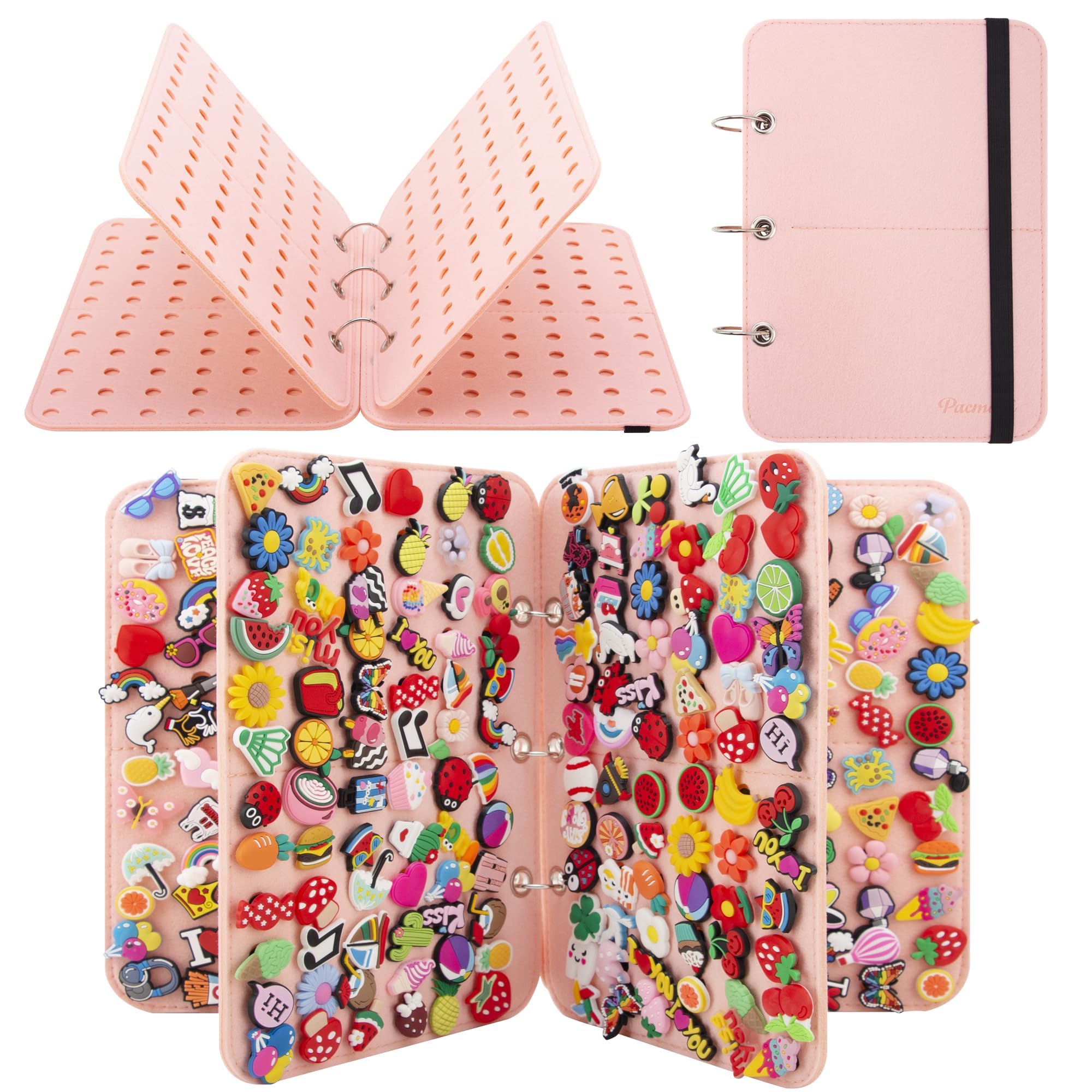 Shoe Charms Display Holder, Charm Organizer, Shoe Charm Collection Booklet, Sneakers, Sandals, Double Non Woven Fabric Felt, Sturdy Ring Binder, Strong and Durable(Not Include Any Accessories)