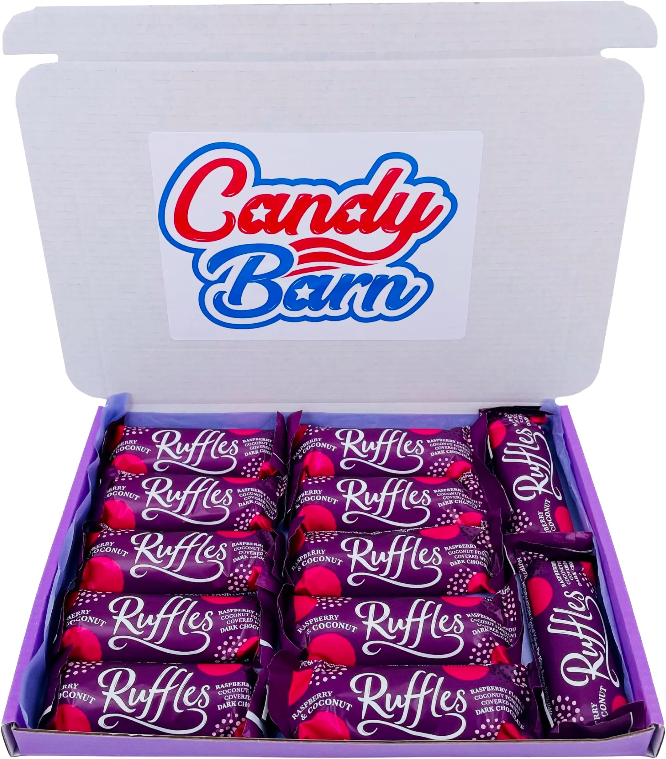 Jamesons Raspberry & Coconut Ruffles Sweets Gift Box Dark Chocolate Hamper Selection 10 x 26g Bars