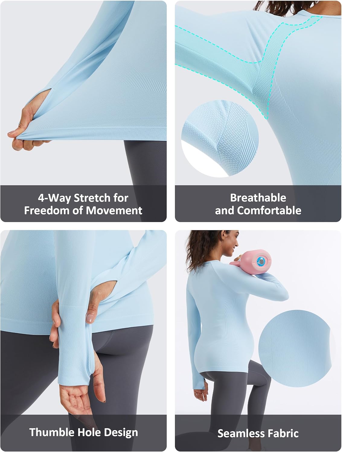 MathCat Seamless Maternity Shirts Long Sleeve Maternity Tops for Women Pregnancy Shirts Athletic Workout Yoga Casual Tee - Image 4