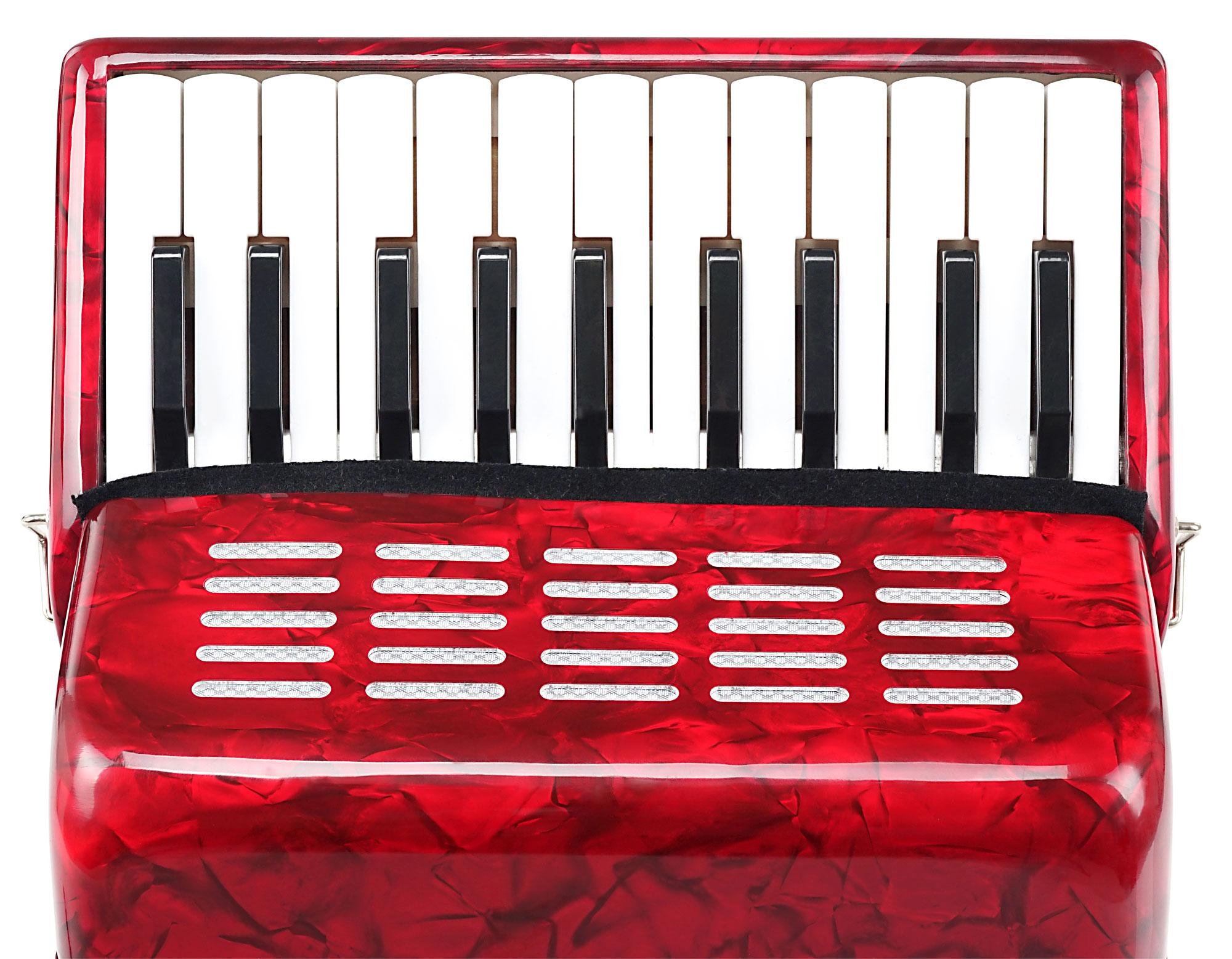 Classic Cantabile Secondo Acordeón Infantil 8 Bajos Set Rojo, Peso: 2 | Acordeón para niños, 22 teclas de agudos, 8 teclas de bajos, 4 kg, Dimensiones (An x Pr x Al en cm): 28, 5 x 16 x 28, Atril