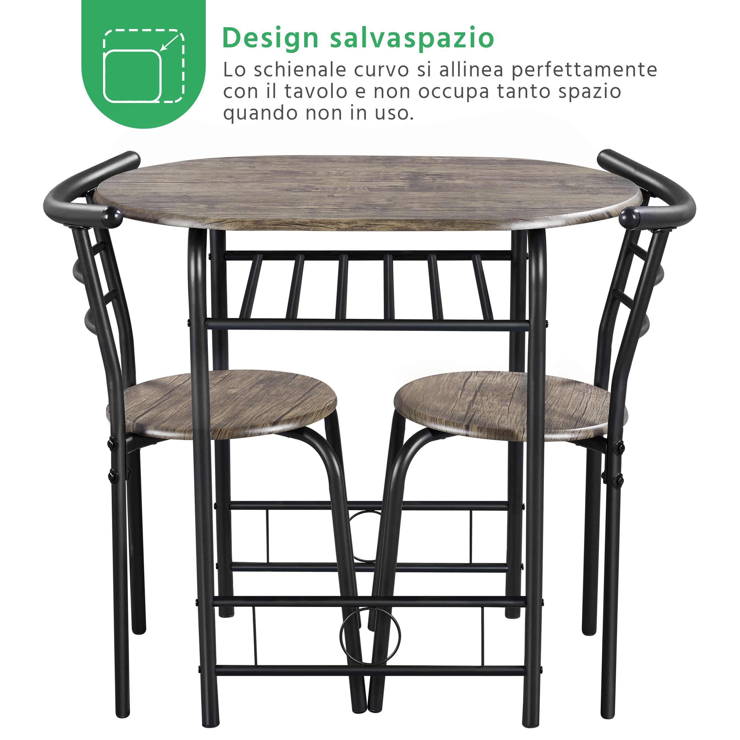 Yaheetech Ensemble Salon de Jardin 3 Pièces Table à Manger avec Porte-Bouteilles Cadre en Acier Effet Bois Gain de Place Meubles d'extérieur pour Balcon Petit Espace Terrasse Jardin Brun Clair