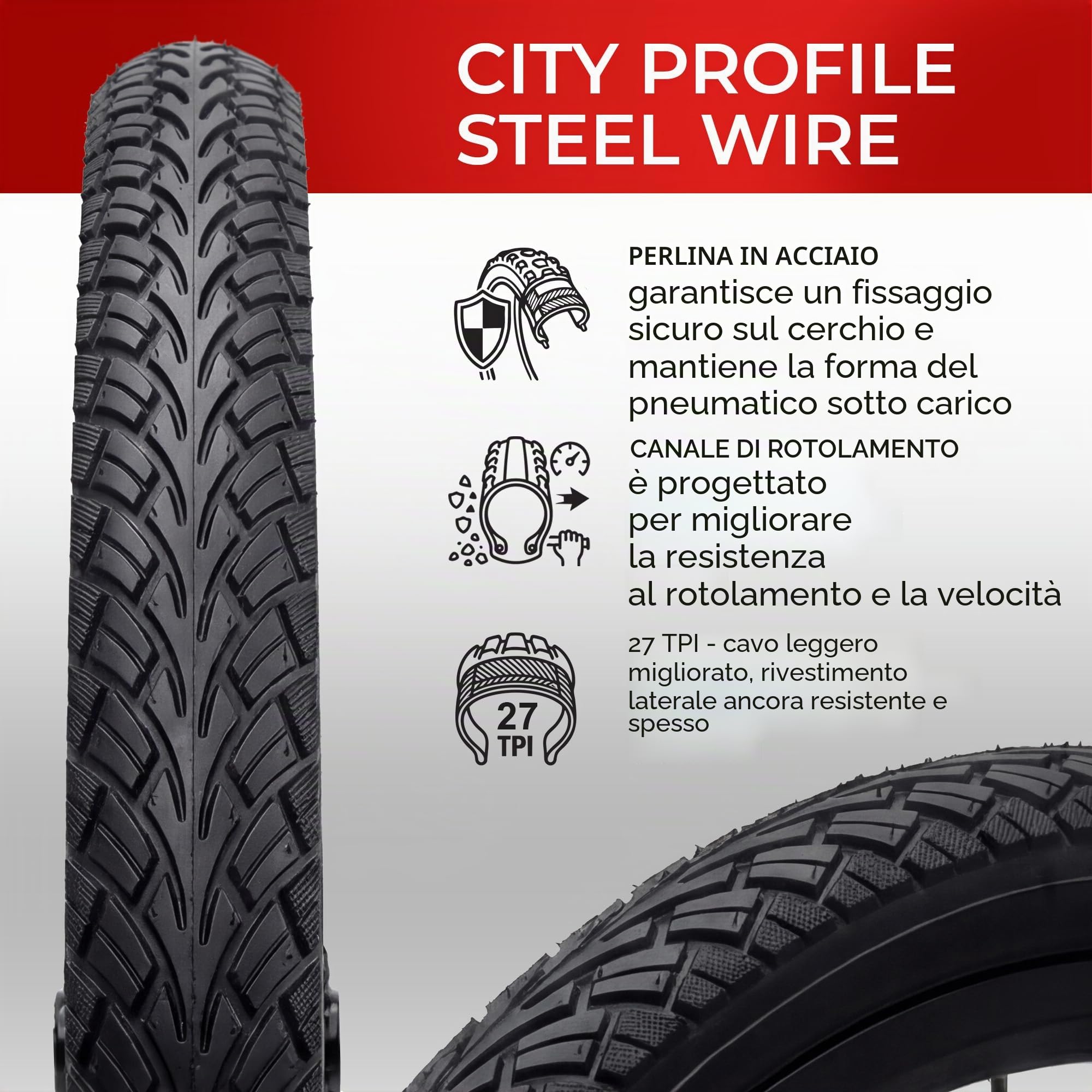 Fincci Pneumatici Bici 26 x 1.95 50-559 Pieghevole con Protezione Forature | Copertone Bici 26x1.95 50-559 con 27 TPI e Protezione Antipuntura 3mm per Pressione Massima 50 PSI - Set da 2