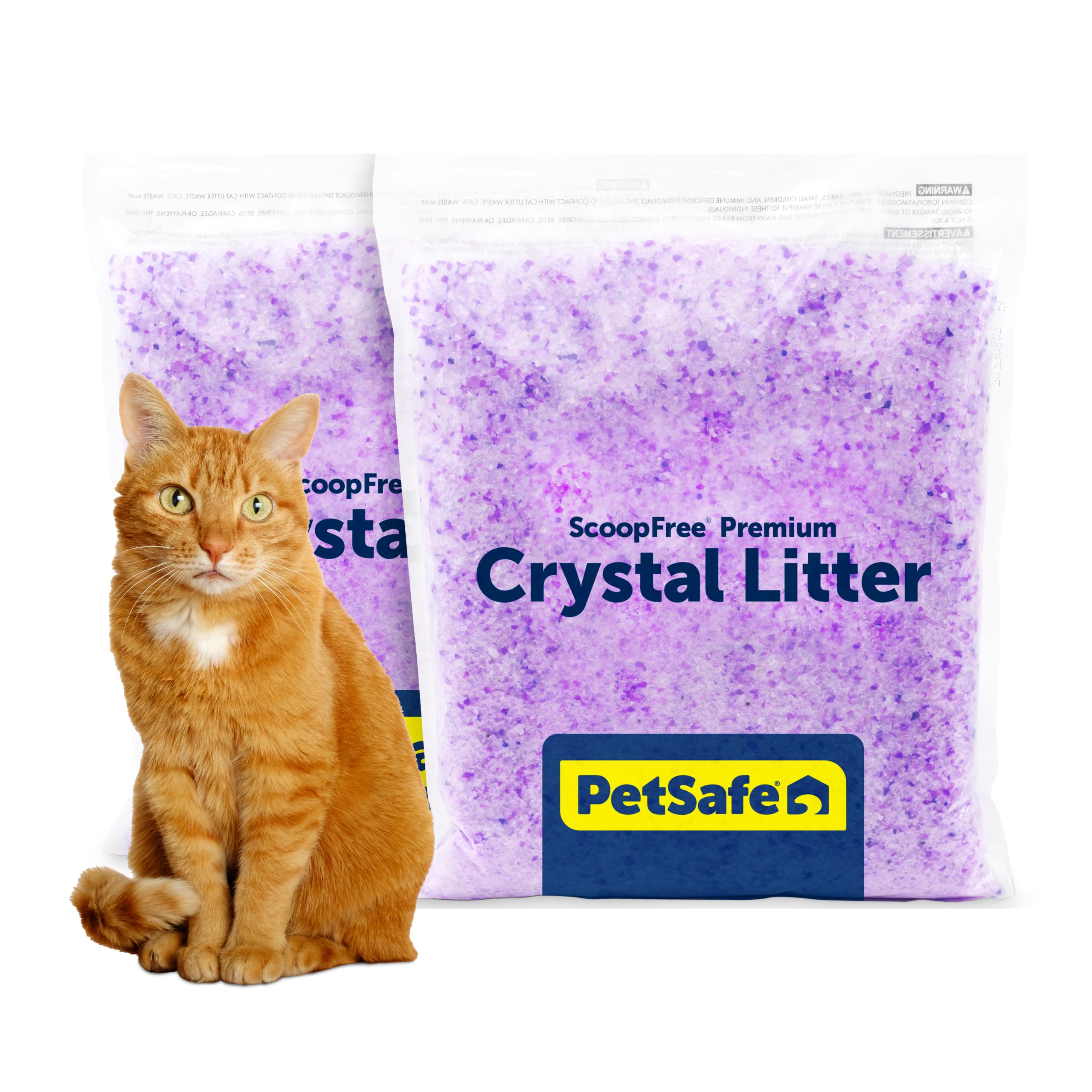 PetSafe ScoopFree Premium Non-Clumping Crystal Cat Litter - Odour Control, Low-Tracking, Dust-Free - Lavender, 2-Pack