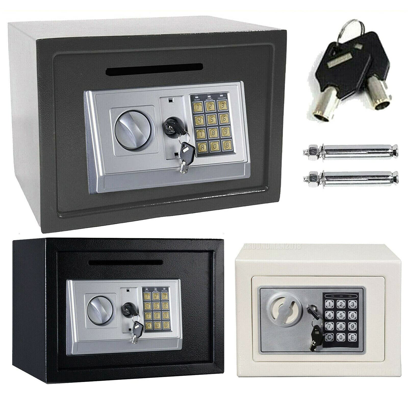 ZBZFGE Caja Fuerte de Seguridad para el hogar Caja de Seguridad electrónica de 8,5 l Cerradura Digital con Llaves Montado en la Pared/