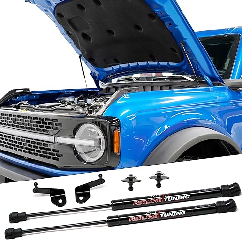 Redline Tuning 21-11039-02 Sistema MaxLIFT Plus de capó compatible con Ford Bronco 2021+ (todos los componentes negros - sistema atornillado)