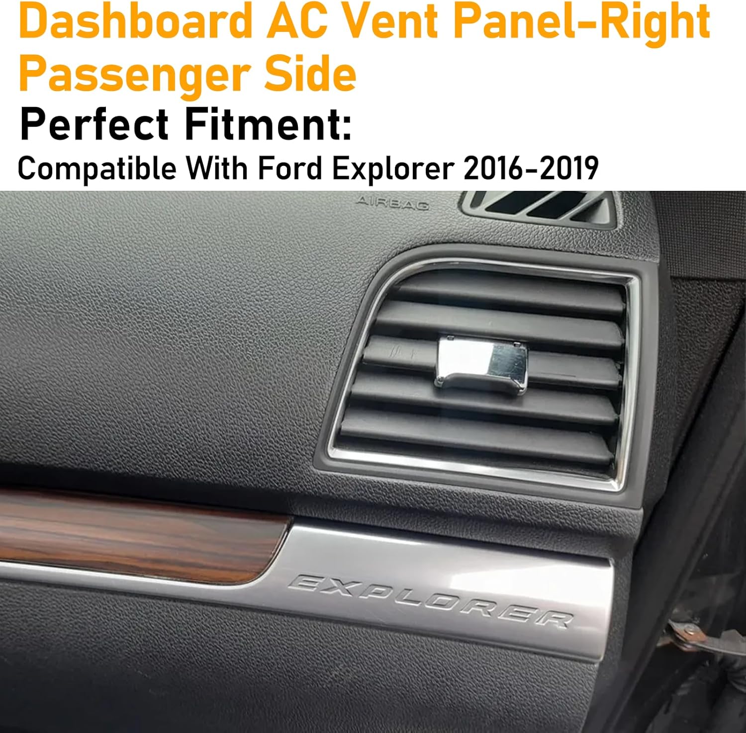 Dash Air Vent Panel Instrument Compatible with Ford Explorer 2016-2019,Dashboard Air Conditioning Outlet for Right Passenger Side,Vent Air Louvre Assembly Replace for FB5Z-19893CF,(Black),1 PC