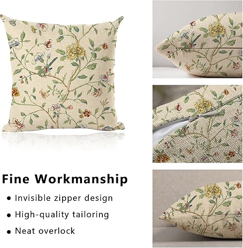 Miniatura 3 de eshabear Funda de almohada de 18 x 18 pulgadas, decoración del hogar, diseño de vid de viento chino, flor de algodón, funda de cojín para sofá (18 x