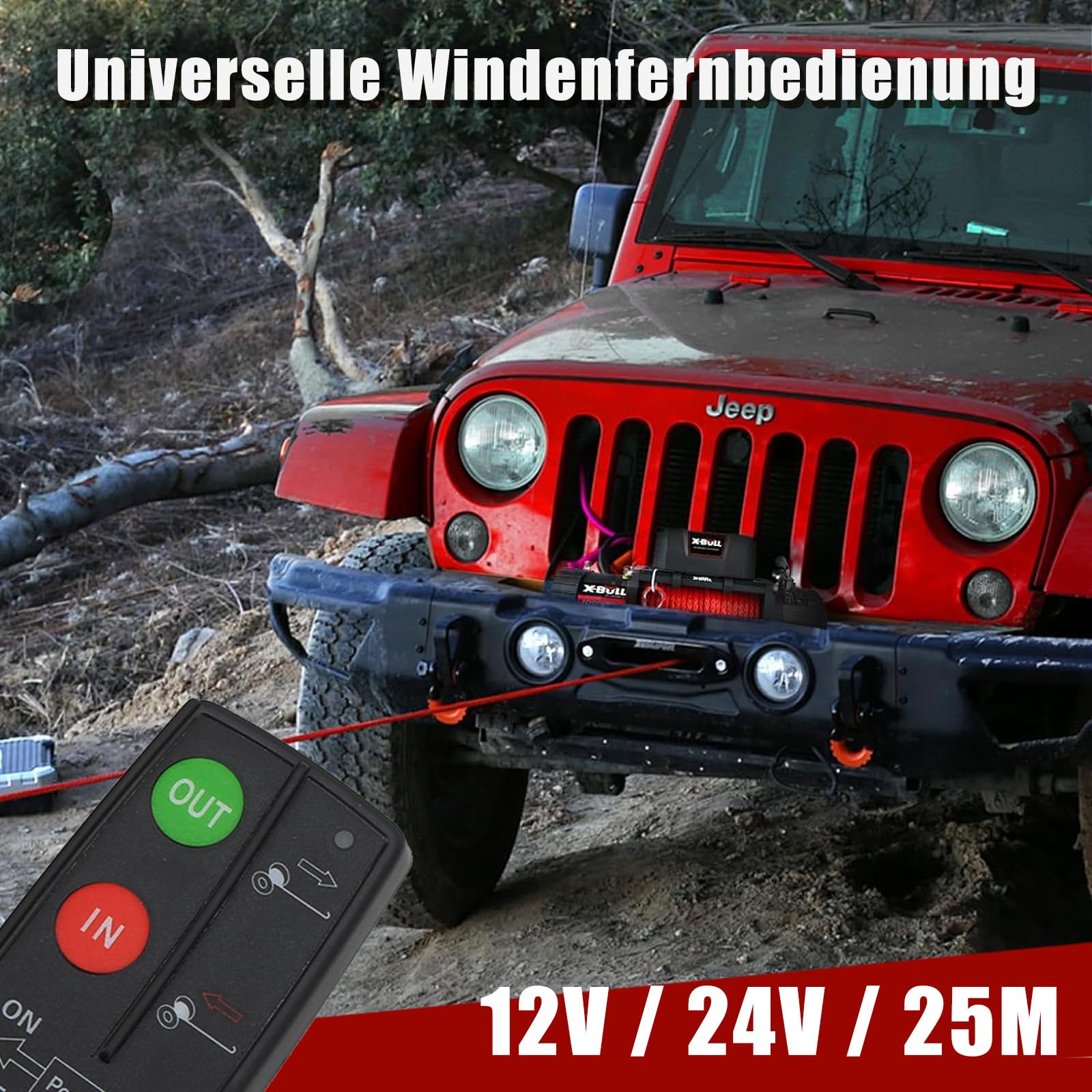 Kit di controllo remoto per verricello senza fili, portata di 2,3 Km, universale, ad alta sensibilità, adatto per auto, camion ATV, 12 V 24 V