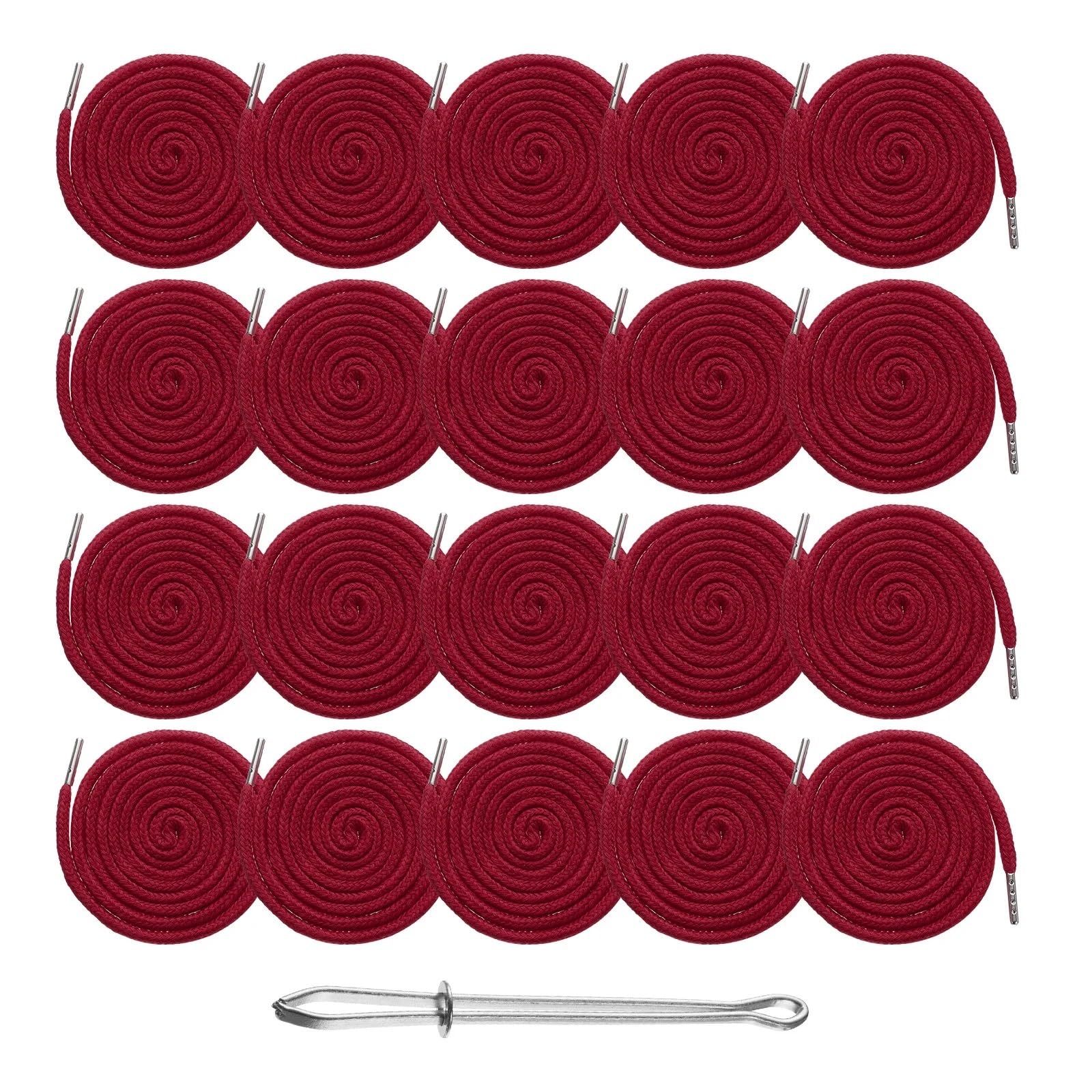 Lacci Scarpe Elastici 20 pezzi coulisse in vita for pantaloni for donna uomo sportivi corde cintura corda maglione cappello rotondo fai da te(Burgundy)