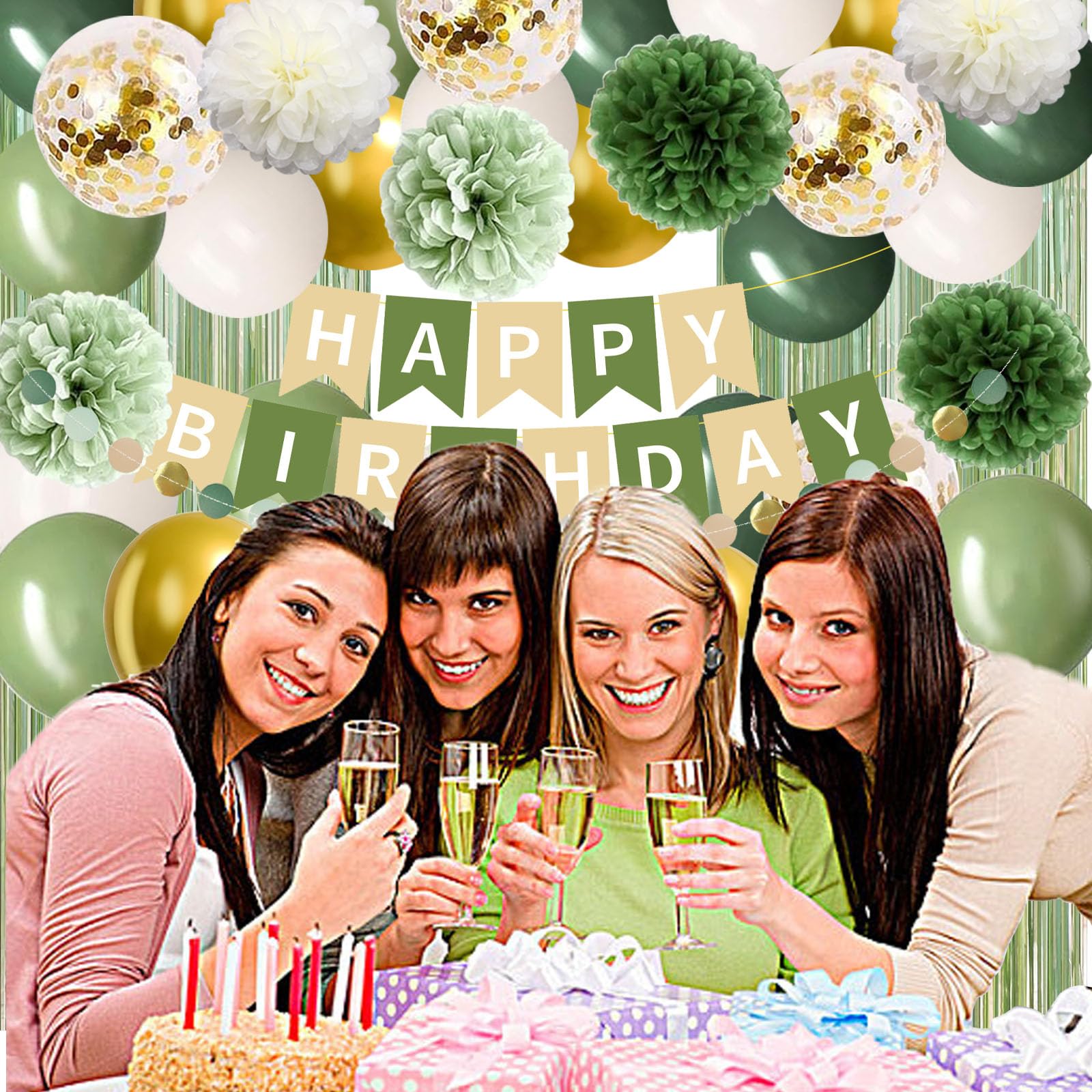 Décorations Anniversaire Vert Or Ballon Bannière Joyeux Anniversaire Gateau Fêtes Fille Garçon Décorations Anniversaire Vert Or Ballon Bannière Joyeux Anniversaire Gateau Fêtes Fille Garçon