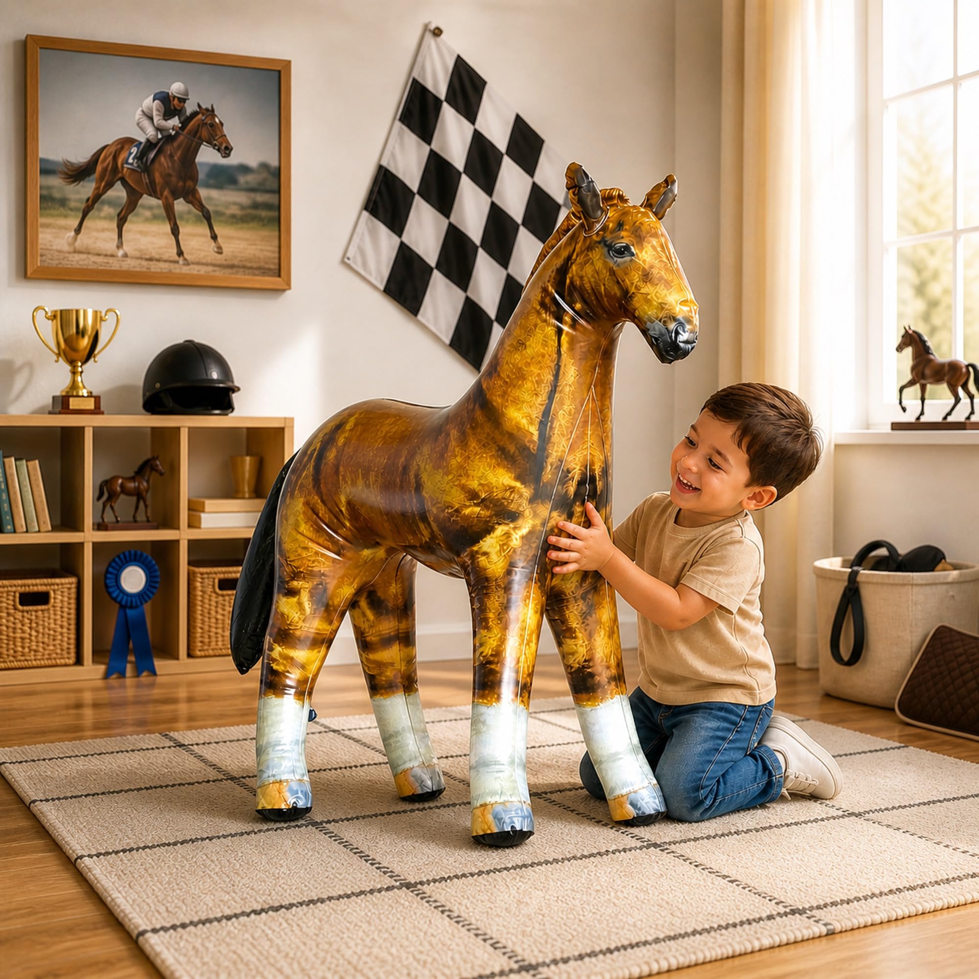 Pack De 3 Caballos Inflables De Vara De 95 Cm – Accesorios Para Fiestas Temáticas, Carnaval Y Halloween