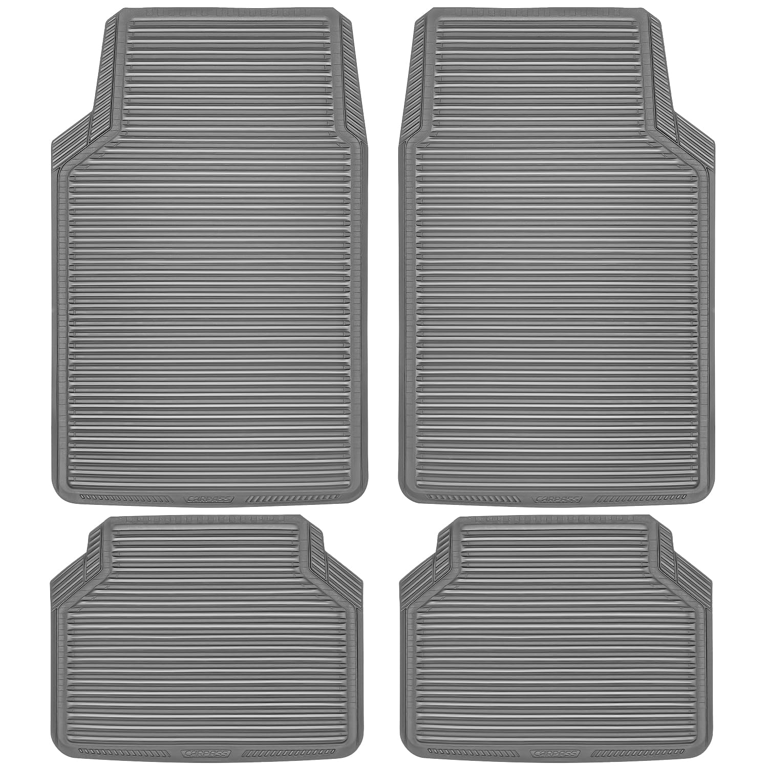 CAR PASS Rubber Car Mats,Car Floor Mats All Weather,Car Mats Full Set 4-Piece,Waterproof Automotive Floor Mats Trim to Fit for Most Cars Sedans SUVs