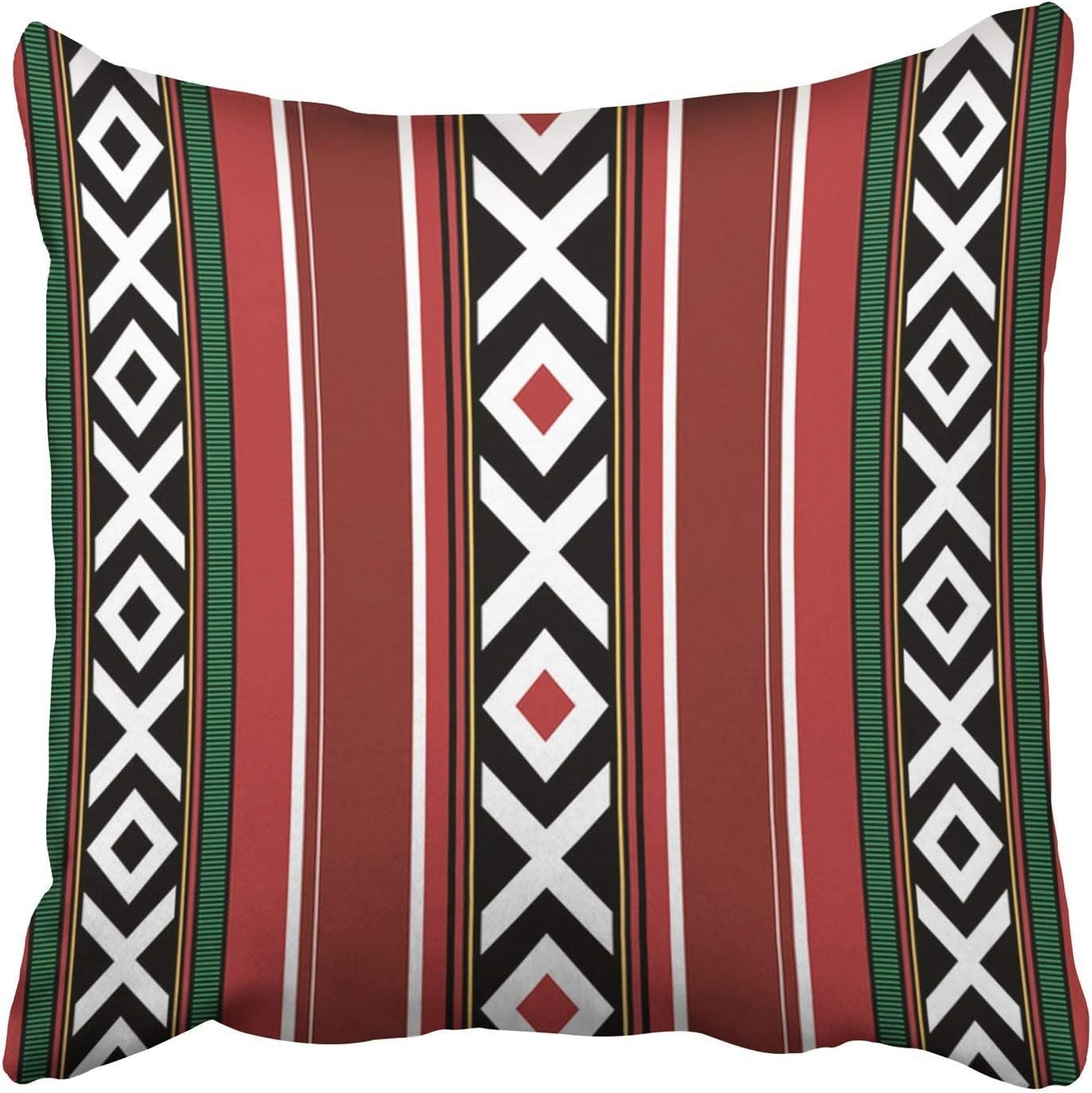NDJHEH Detailed Vertical Motif Traditional Handmade Sadu Rug Decor Pillowcases Polyester 18 X 18 Inch Square Hidden Zipper Home Cushion Decorative Pillowcase