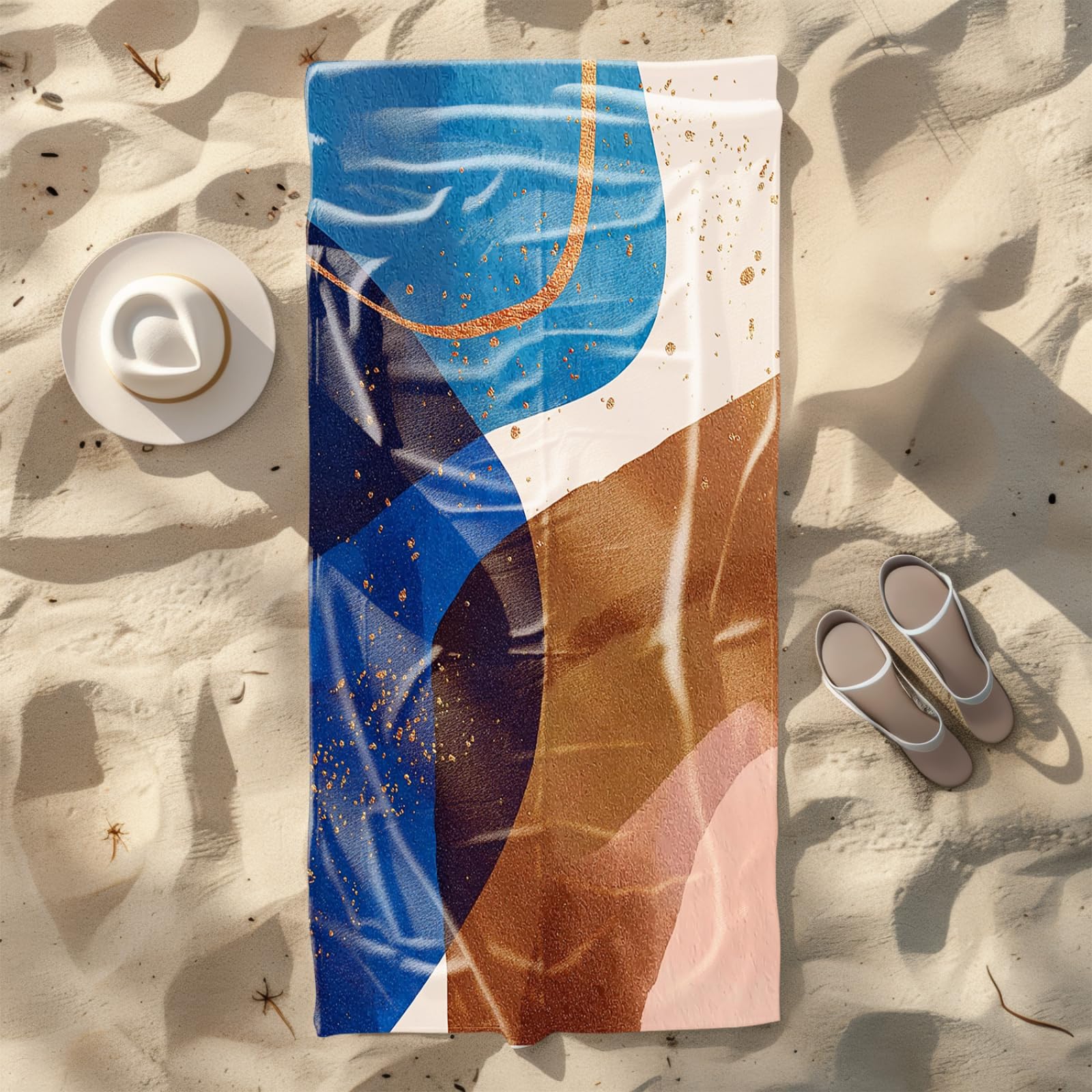 Generico Telo Mare Grande Xxl Graffiti Marrone Blu