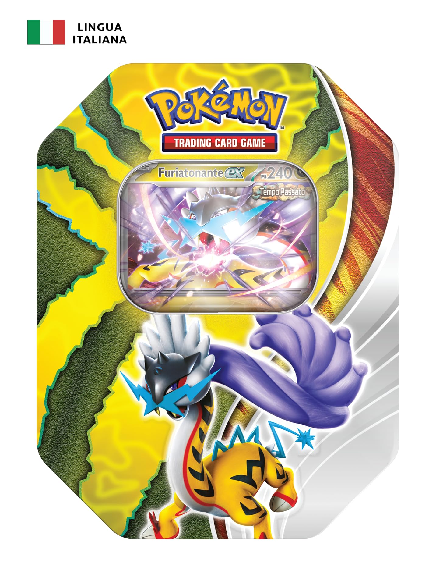 Pokémon Caja de coleccionista Destini Paradójico-Furiatonante-ex del GCC (Carta Promocional holográfica y Cuatro Sobres de expansión), edición en Italiano (210-60525)