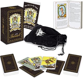 IXIGER Tarot Cards Deck with Guide Book,Tarot Cards Deck,Tarot Card,Tarot Cards for Beginners,Tarot Cards Set 78 Pcs,Classic Tarot Cards Deck for Expert Readers with Black Velvet Pouch Bag