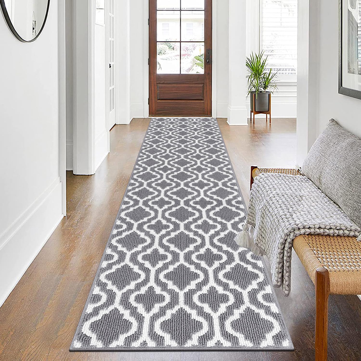 SHACOS Extra Long Hallway Runner Rug Non Slip 66 x 300 cm Grey Washable Carpet Runner for Hallway Narrow Rugs Hall Runners Long Entrance Carpet Runners for Kitchen Laundry Room