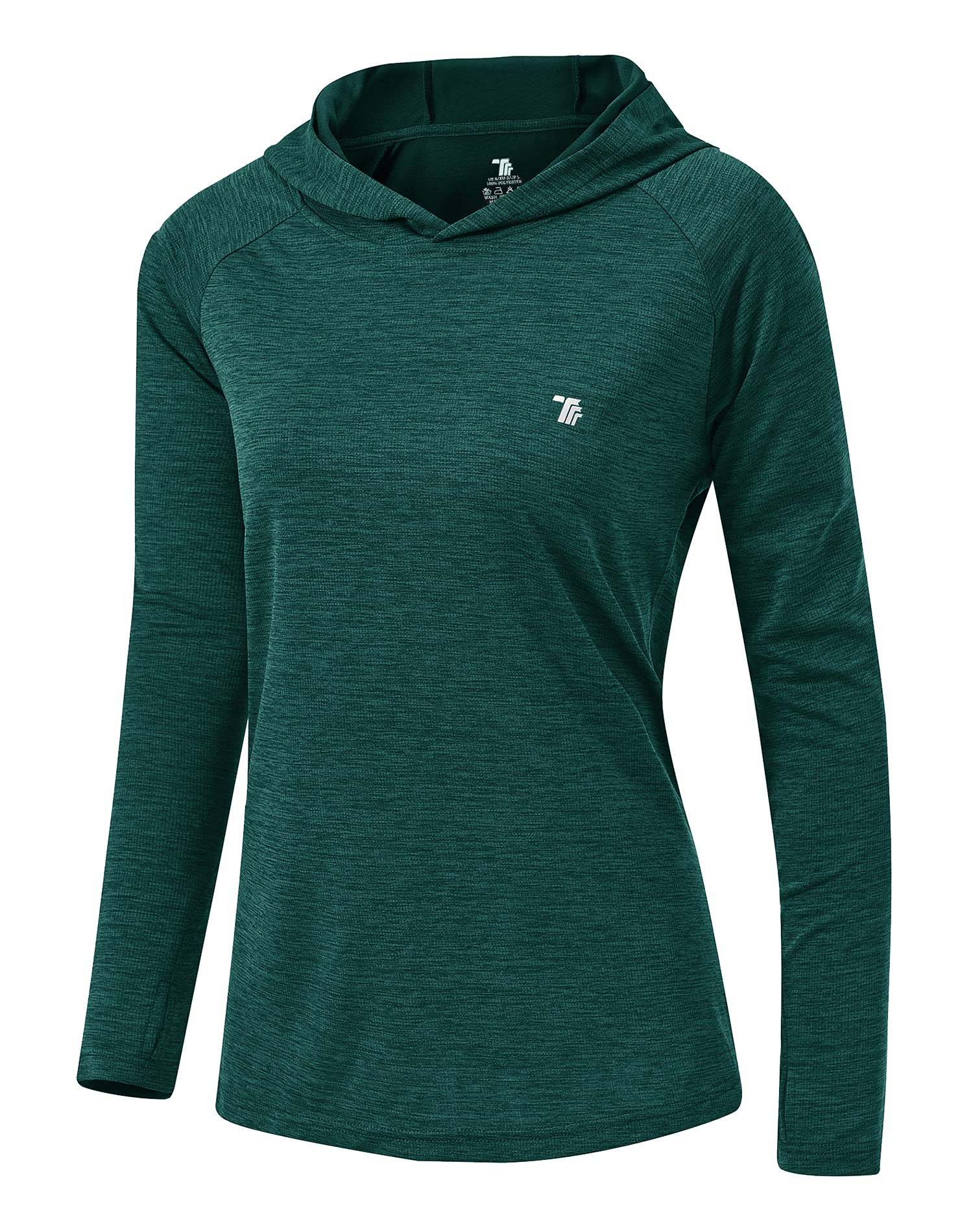 YSENTO Damen Laufshirt Langarm Sportshirt UPF 50+ Schnelltrocknend UV Schutz Hoodie Pullover Wandershirt mit Daumenlöcher