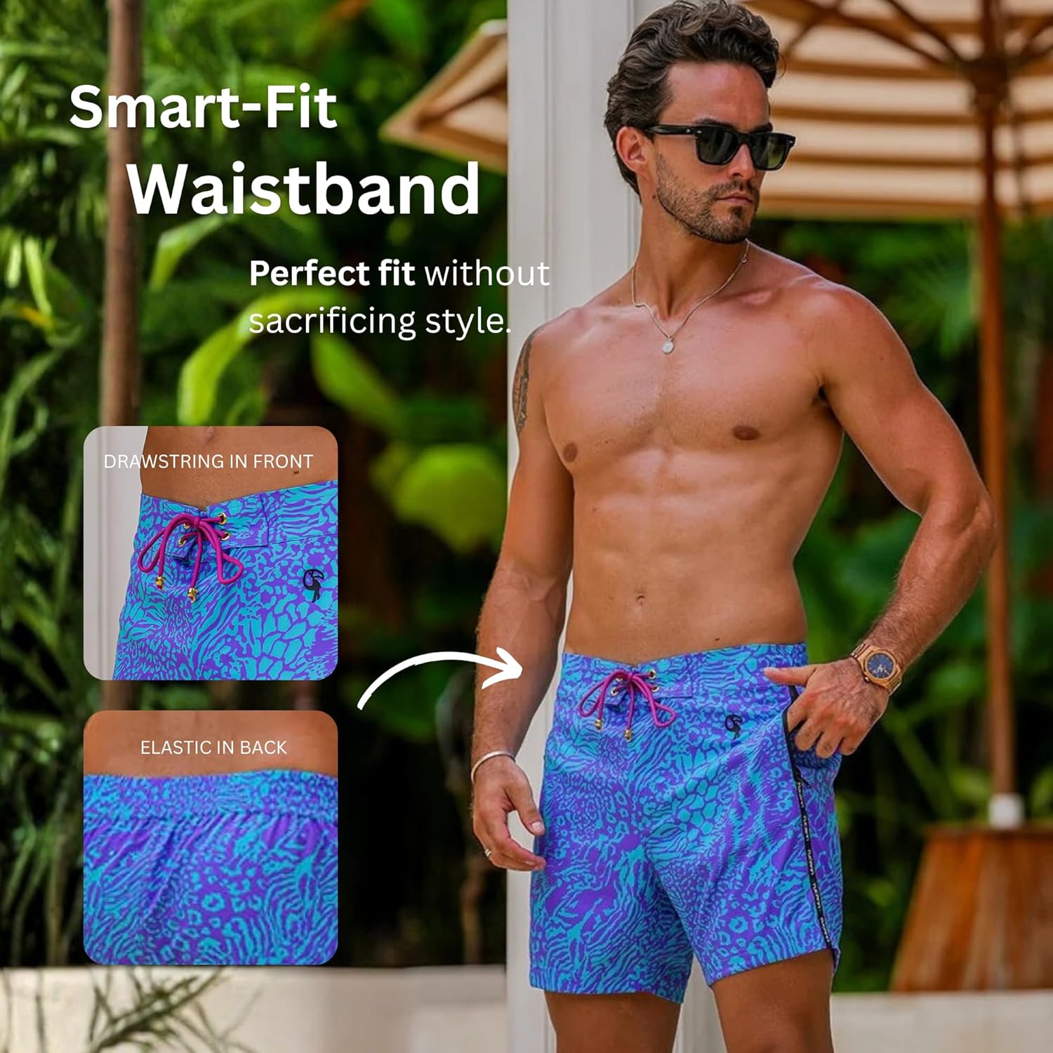 Tucann Men's Trunks 5" Compression Liner Quick Dry Zipper Pocket Chlorine Resistan 4 Way Stretch Swim Shorts for Men