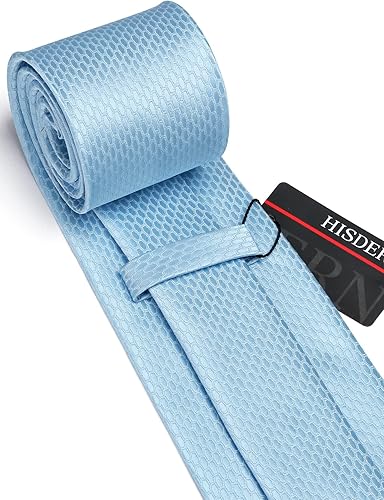 Miniatura 5 de HISDERN Juego de corbatas para hombre, corbata sólida, pañuelo clásico, tejido de seda, negocios, lunares, corbata, boda, fiesta