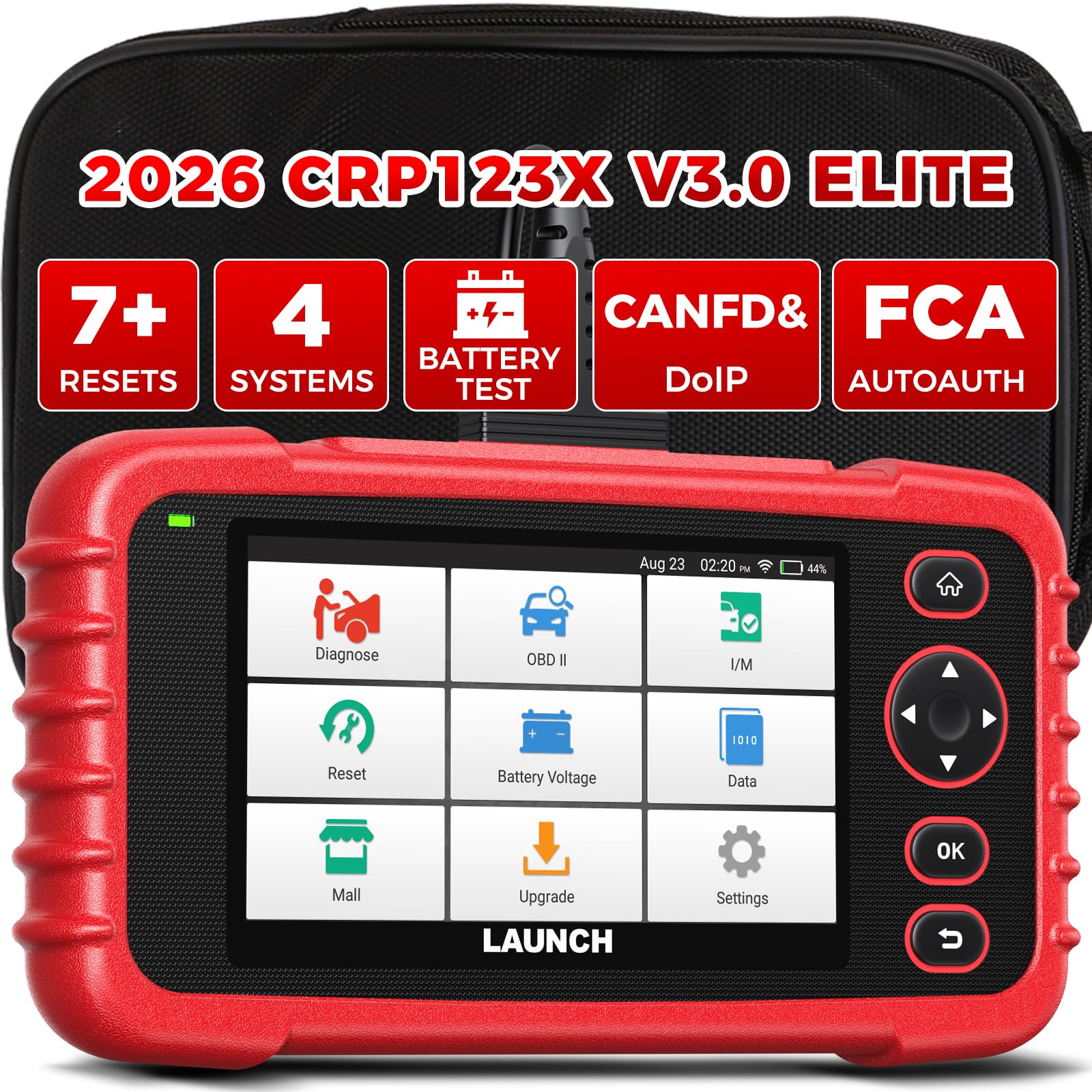 LAUNCH CRP123X V3.0 Diagnosegerät Profi OBD2 Scanner für alle Autos & Marken - 4-System-Diagnose mit Reset: EPB DPF Öl-Service, SAS/BMS Batterietest VIN-Auslesen INKL LEBENSLANGEN KOSTENLOSEN Updates