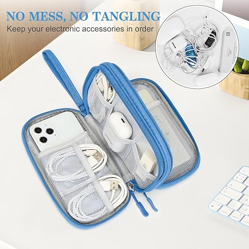 Vista 61 de FYY Organizador para cosas electrónicas, para viajes, para cables, cargadores, celular y auriculares, estuche portátil, impermeable, doble capa