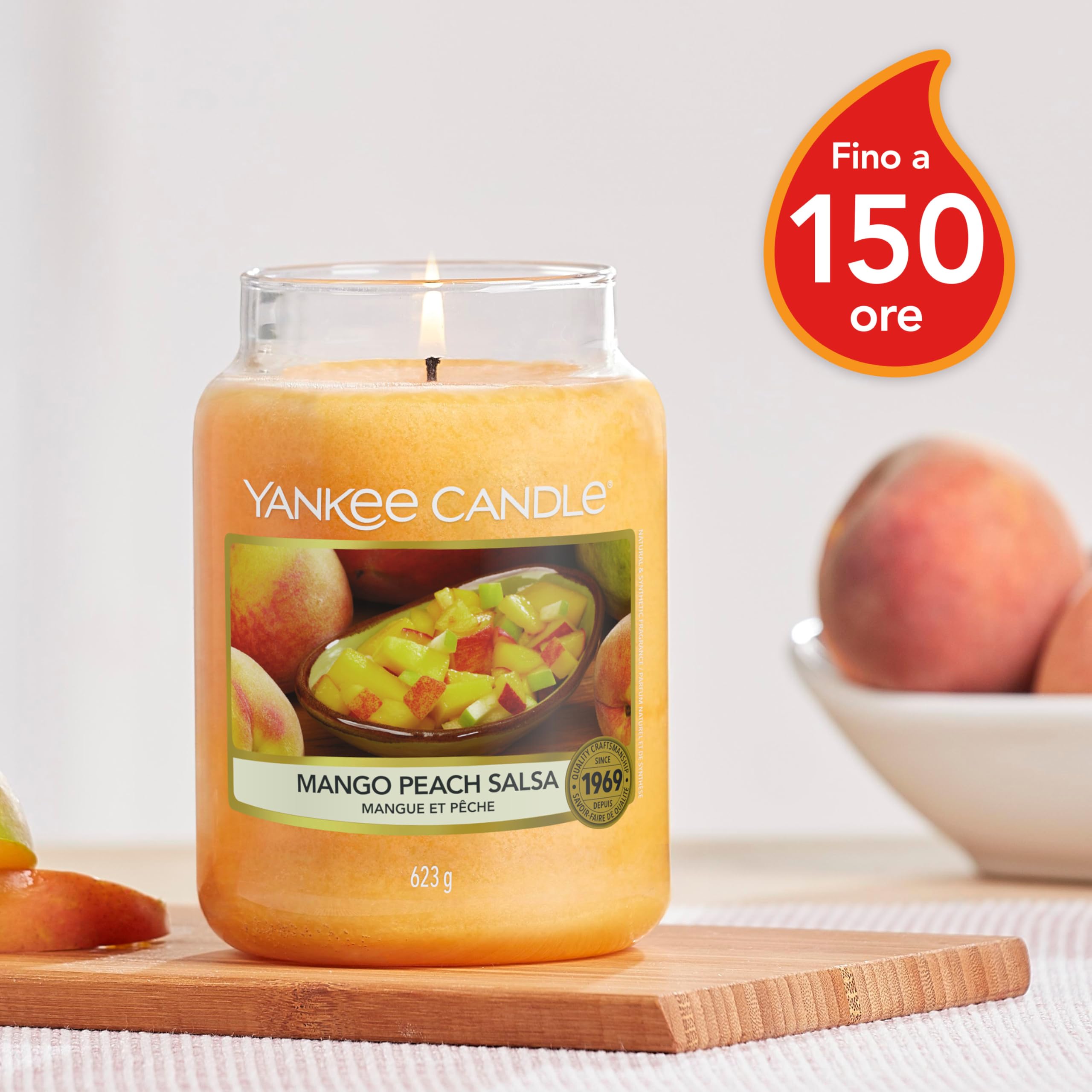 Yankee Candle Candela profumata in giara grande | Salsa di mango alla pesca | Durata Fino a 150 Ore | Regali per donne