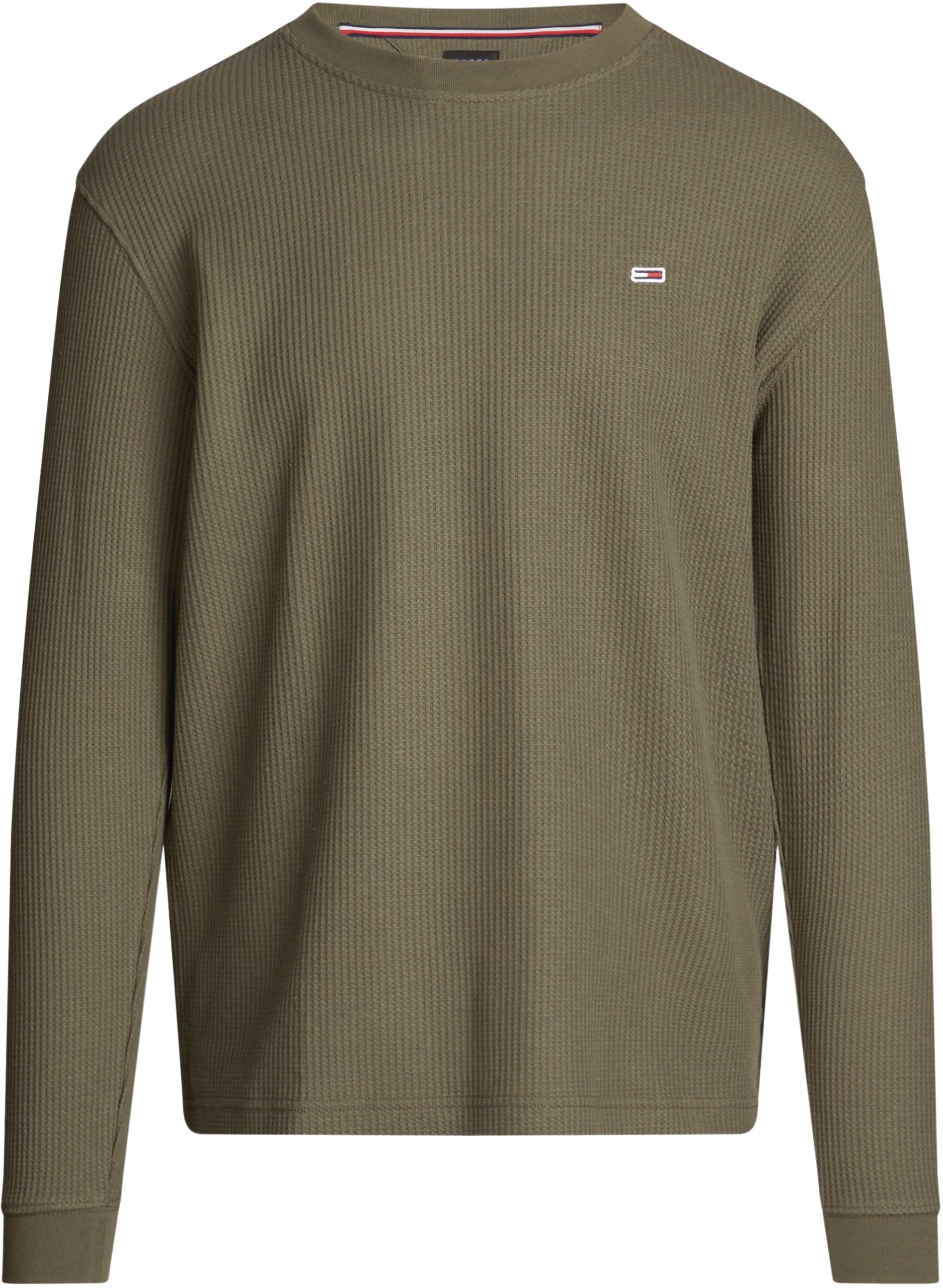 Tommy Jeans Uomo Maglietta Maniche Lunghe Regular Fit Waffle Scollo Rotondo