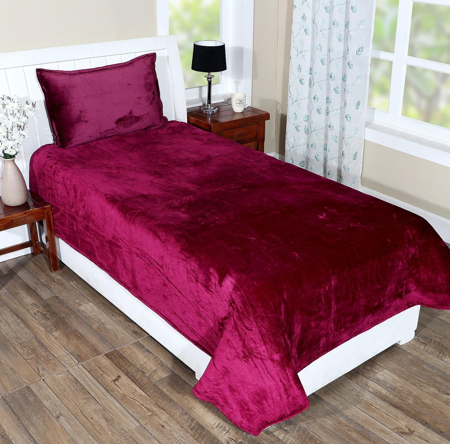 RD TREND 250 GSM Flannel Warm Bedsheets for Winter Single Flat Size (60X90 Inches) with 1 Pillow Cover (18X28 Inches) Color-Wine-picture-27