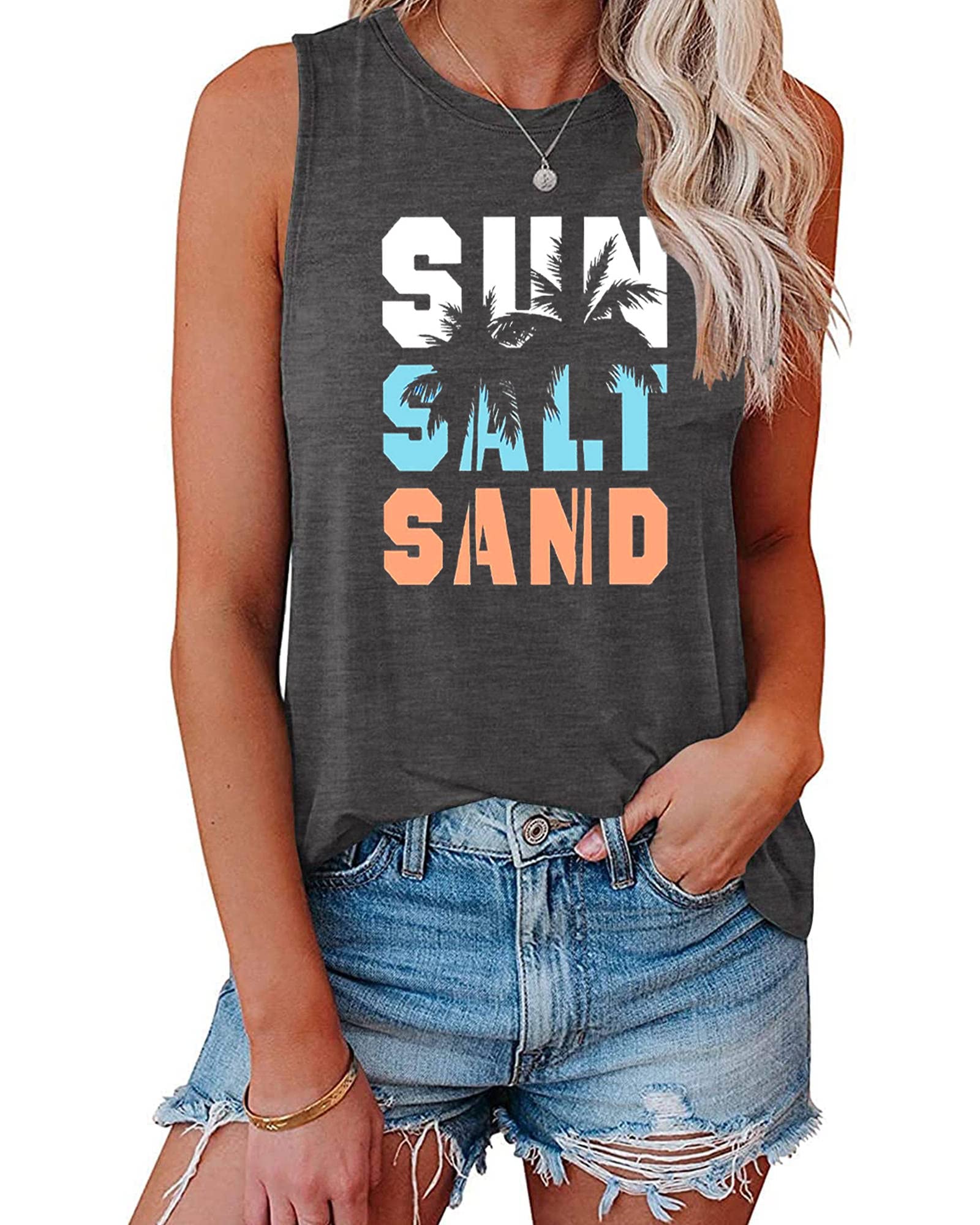 IRISGOD Womens Tank Tops Loose Fit Summer Cute Graphic Sleeveless Shirts Workout Basic Tunic