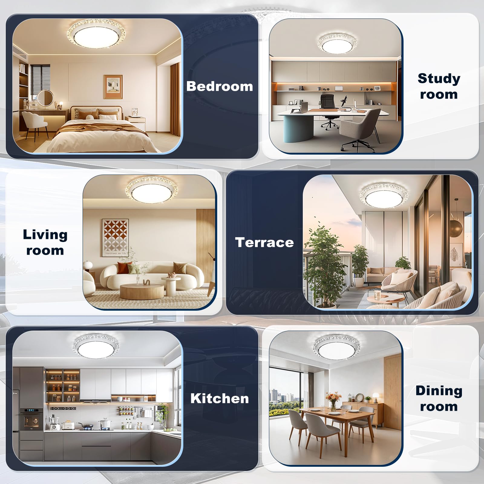 49.5cm Ventilatore da Soffitto con Luce e Telecomando,Lampadario Ventilatore da Soffitto Silenzioso con 3000-6500K Dimmerabile, 6 Velocità, Timer, Memoria,Plafoniera per Soggiorno Camera da Letto