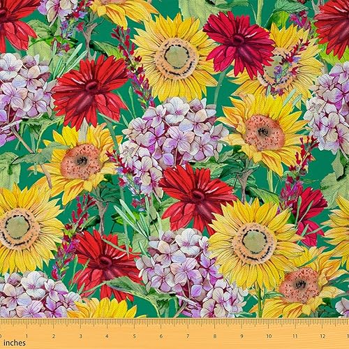 The Yard - Tela de girasoles estilo granja, plantas rústicas, manualidades y tela de costura para decoración de sillas, regalos de bricolaje,